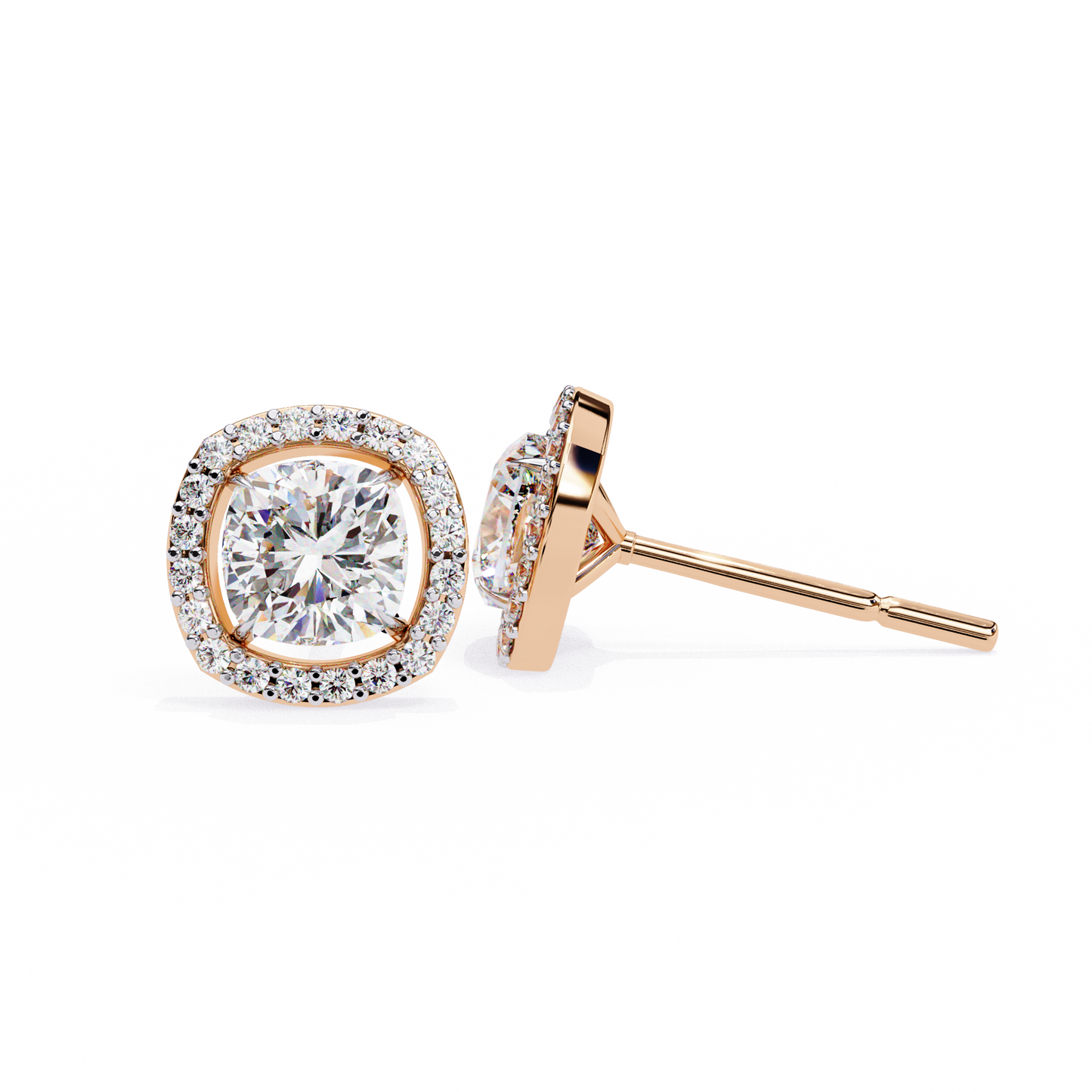 1 ct Cushion Halo Studs/Gold CVD Diamond Earring/Anniversary Gift/Solitaire Diamond Stud Earring/1 Ct Diamond Earring/Prong Setting/igi Certified/Stud Earring/Ethical Diamond/Silver Earring/Gold Earring/CVD Diamond Earring/F Color Diamond/VS Clarity Diamond/Manmade Diamond/Lab Grown Diamond/Cushion Cut Diamond