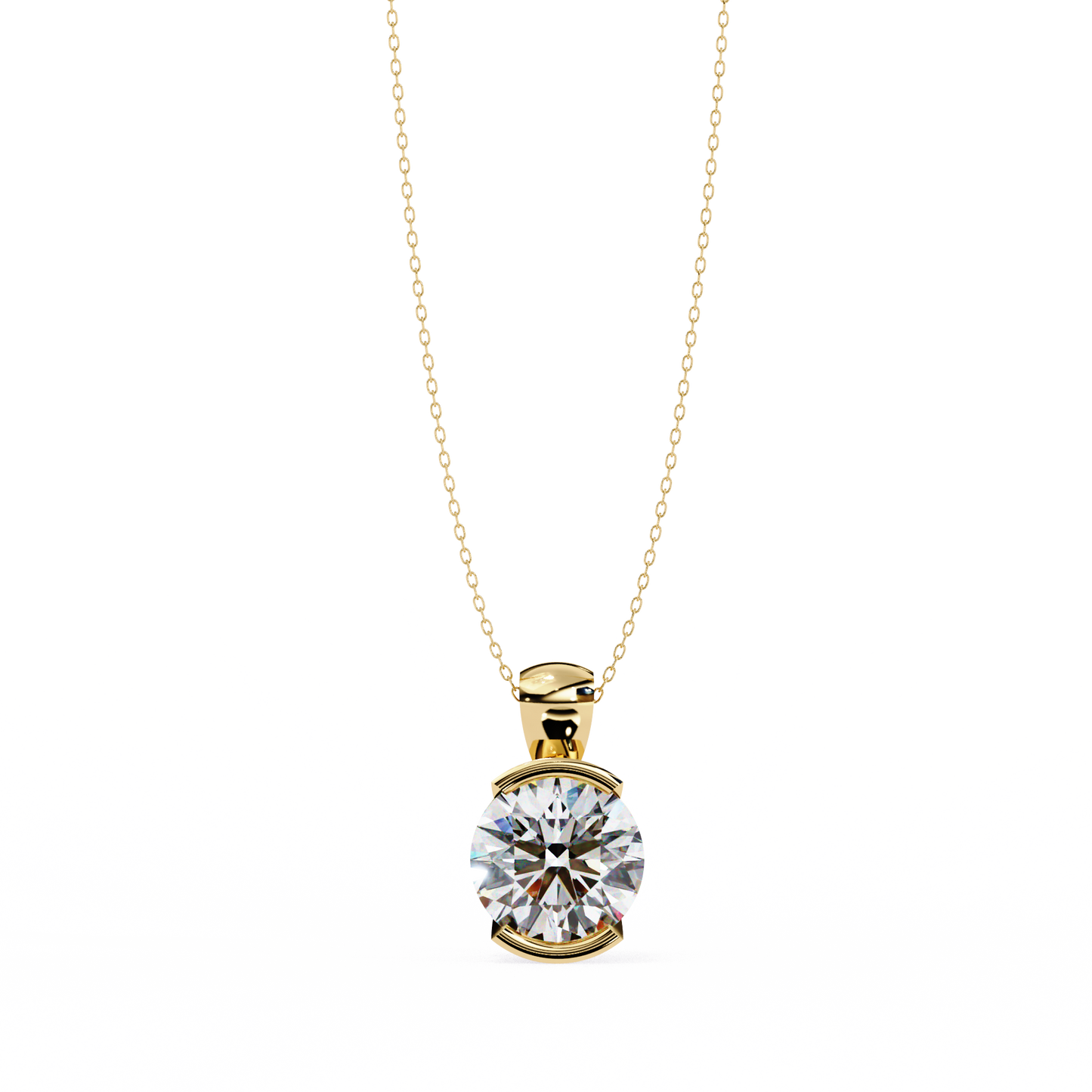 2.22 Ct Round Cut Lab Grown Diamond Half Bezel Pendant/CVD Diamond Pendant/Gold Diamond Pendant/2 Ct Diamond Pendant/Solitaire Diamond Pendant/Anniversary Gift For Her/igi Certified/Ethical Diamond/Silver Pendant/Gold Pendant/CVD Diamond Pendant/EF Color Diamond/VS Clarity Diamond/Manmade Diamond/Lab Grown Diamond/Pendant Necklace/Round Cut Diamond/Pendant
