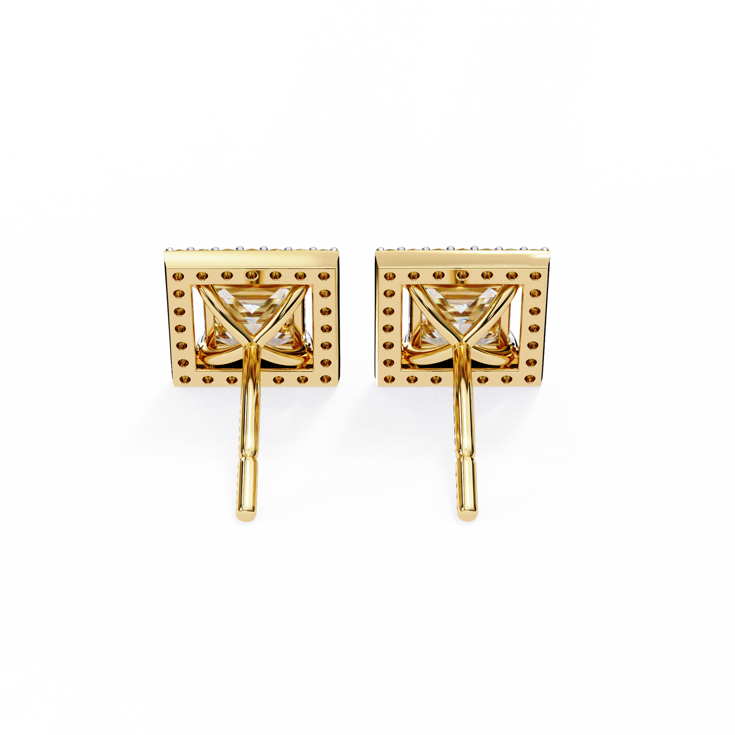 1.04 Ct Princess Cut Lab Grown Diamond Halo Gold Earring/Round Stone Earrings/Gold CVD Diamond Earring/Anniversary Gift/Solitaire Diamond Stud Earring/1 Ct Diamond Earring/Prong Setting/Halo Set/igi Certified/Stud Earring/Ethical Diamond/Silver Earring/Gold Earring/CVD Diamond Earring/E Color Diamond/VS Clarity Diamond/Manmade Diamond/Lab Grown Diamond/Princess Cut Diamond
