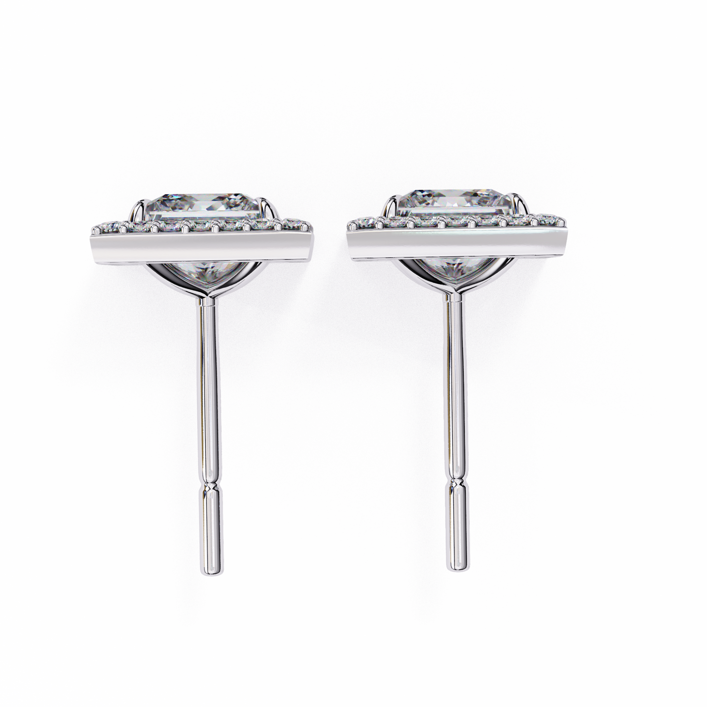 1.04 Ct Princess Cut Lab Grown Diamond Halo Gold Earring/Round Stone Earrings/Gold CVD Diamond Earring/Anniversary Gift/Solitaire Diamond Stud Earring/1 Ct Diamond Earring/Prong Setting/Halo Set/igi Certified/Stud Earring/Ethical Diamond/Silver Earring/Gold Earring/CVD Diamond Earring/E Color Diamond/VS Clarity Diamond/Manmade Diamond/Lab Grown Diamond/Princess Cut Diamond