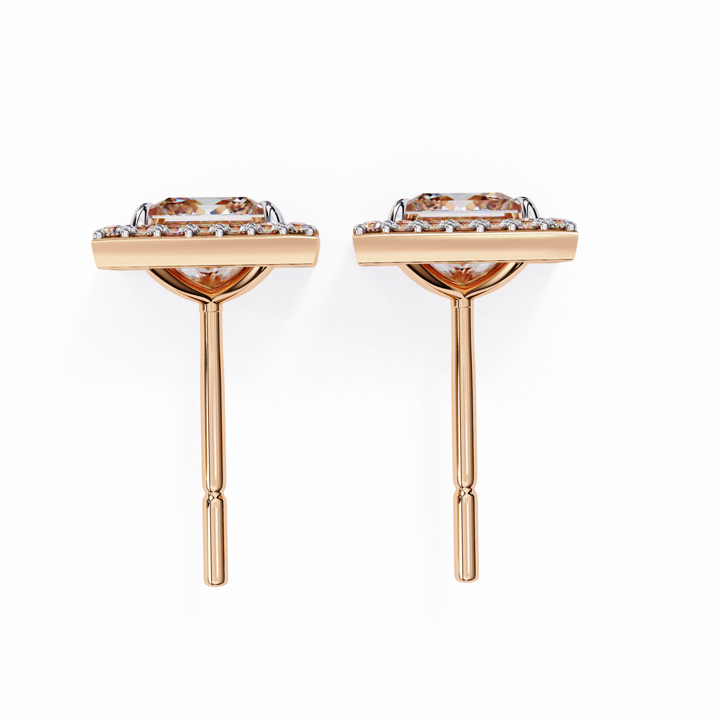 1.04 Ct Princess Cut Lab Grown Diamond Halo Gold Earring/Round Stone Earrings/Gold CVD Diamond Earring/Anniversary Gift/Solitaire Diamond Stud Earring/1 Ct Diamond Earring/Prong Setting/Halo Set/igi Certified/Stud Earring/Ethical Diamond/Silver Earring/Gold Earring/CVD Diamond Earring/E Color Diamond/VS Clarity Diamond/Manmade Diamond/Lab Grown Diamond/Princess Cut Diamond