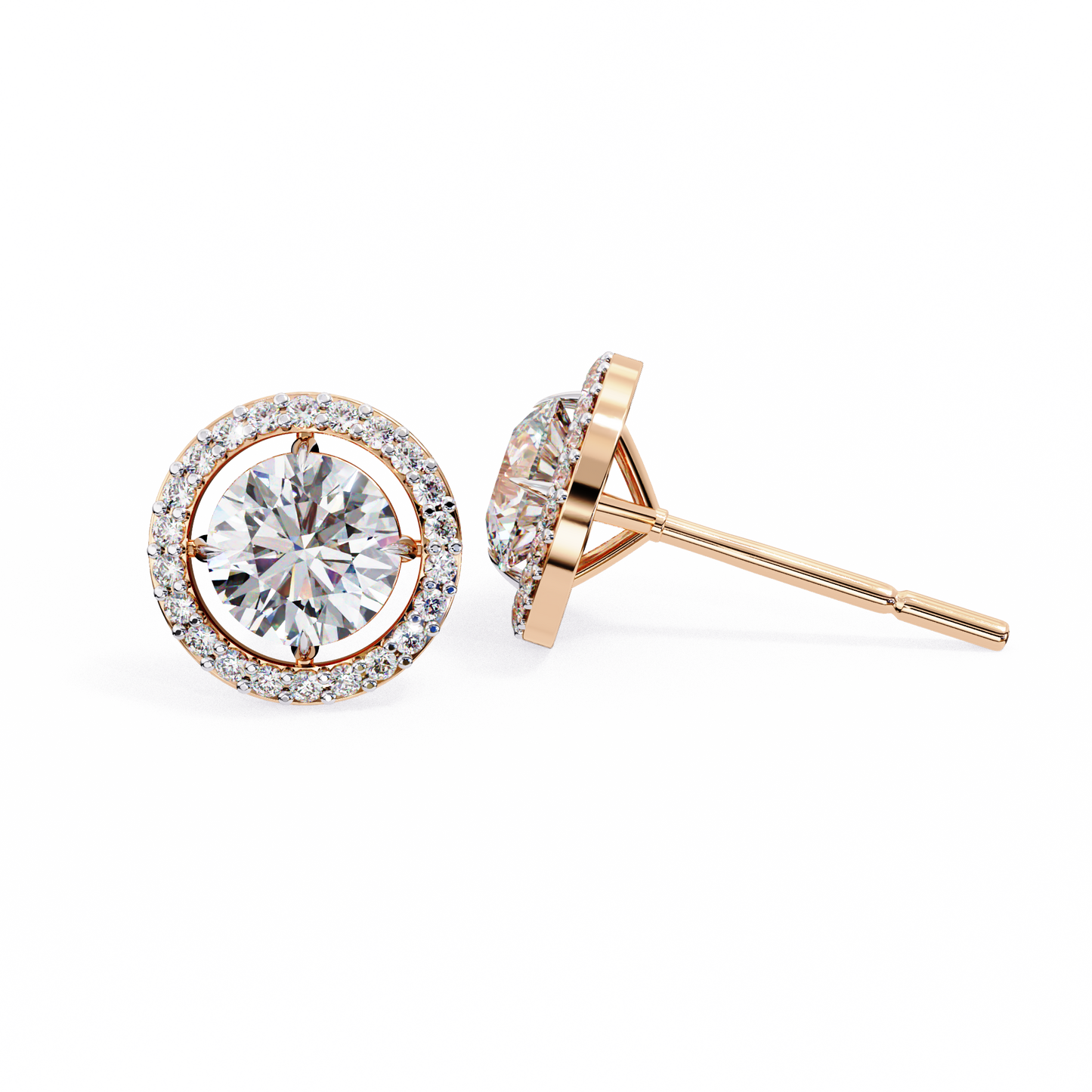 1.02 Ct Round Cut Lab Grown Diamond Halo Gold Earring/Round Stone Earrings/Gold CVD Diamond Earring/Anniversary Gift/Solitaire Diamond Stud Earring/1 Ct Diamond Earring/Prong Setting/Halo Set/igi Certified/Stud Earring/Ethical Diamond/Silver Earring/Gold Earring/CVD Diamond Earring/E Color Diamond/VS Clarity Diamond/Manmade Diamond/Lab Grown Diamond/Round Cut Diamond