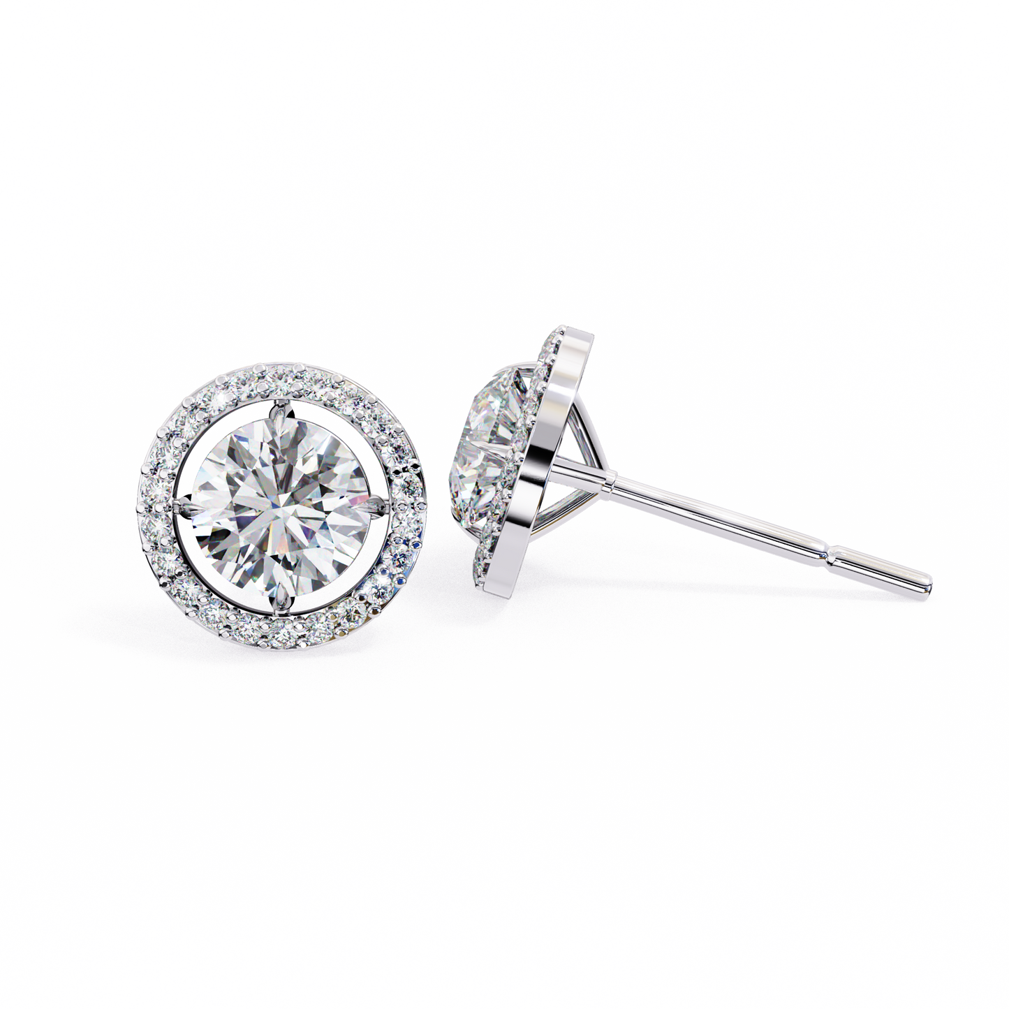 1.02 Ct Round Cut Lab Grown Diamond Halo Gold Earring/Round Stone Earrings/Gold CVD Diamond Earring/Anniversary Gift/Solitaire Diamond Stud Earring/1 Ct Diamond Earring/Prong Setting/Halo Set/igi Certified/Stud Earring/Ethical Diamond/Silver Earring/Gold Earring/CVD Diamond Earring/E Color Diamond/VS Clarity Diamond/Manmade Diamond/Lab Grown Diamond/Round Cut Diamond
