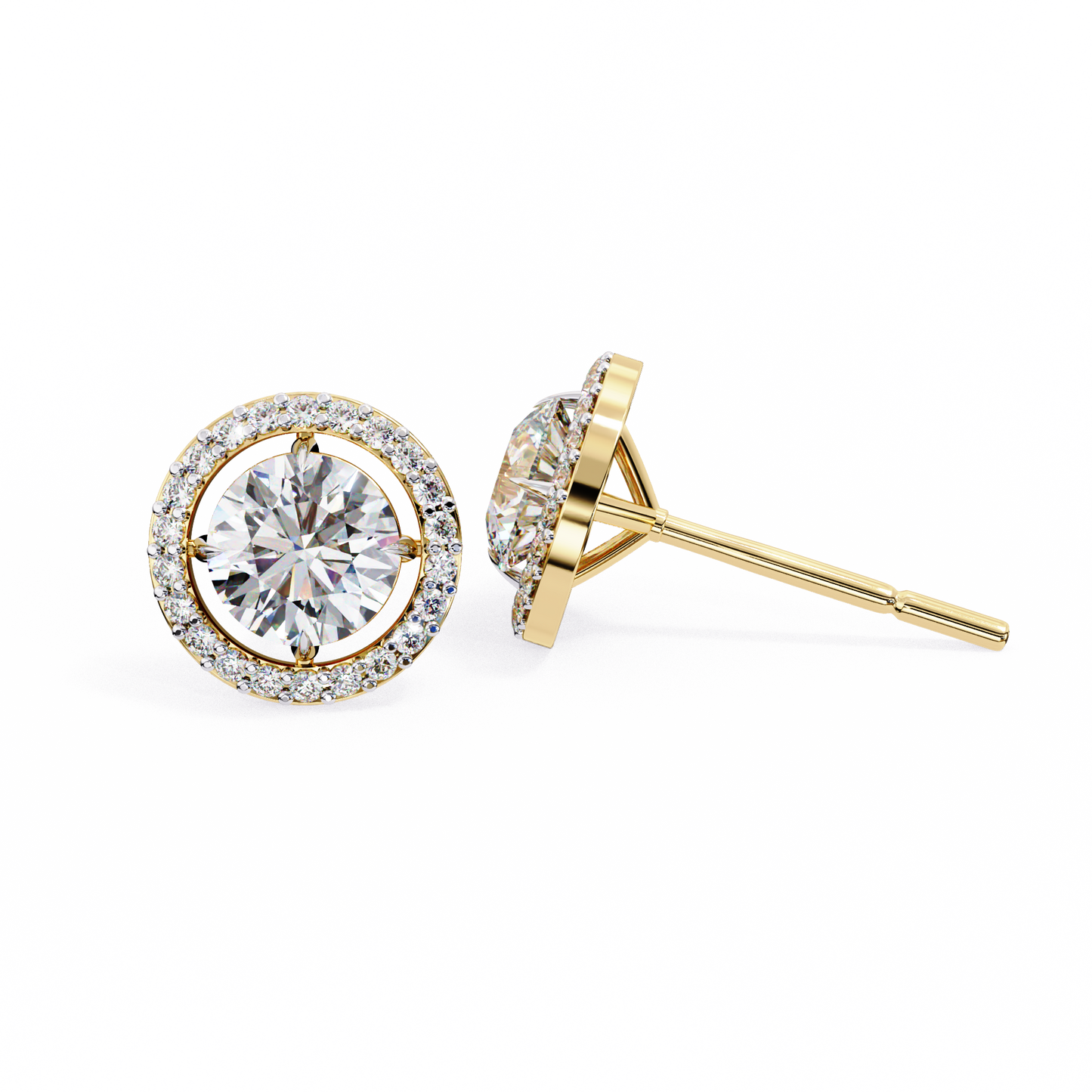 1.02 Ct Round Cut Lab Grown Diamond Halo Gold Earring/Round Stone Earrings/Gold CVD Diamond Earring/Anniversary Gift/Solitaire Diamond Stud Earring/1 Ct Diamond Earring/Prong Setting/Halo Set/igi Certified/Stud Earring/Ethical Diamond/Silver Earring/Gold Earring/CVD Diamond Earring/E Color Diamond/VS Clarity Diamond/Manmade Diamond/Lab Grown Diamond/Round Cut Diamond