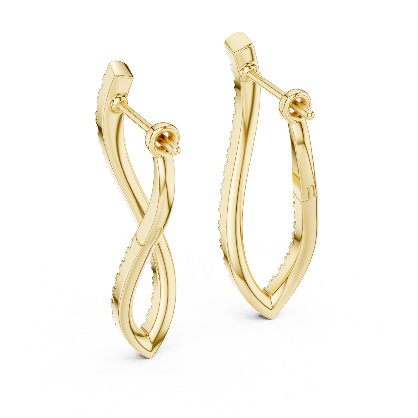 Lab Grown Diamond Twist Teardrop Earrings in 14k Yellow Gold
