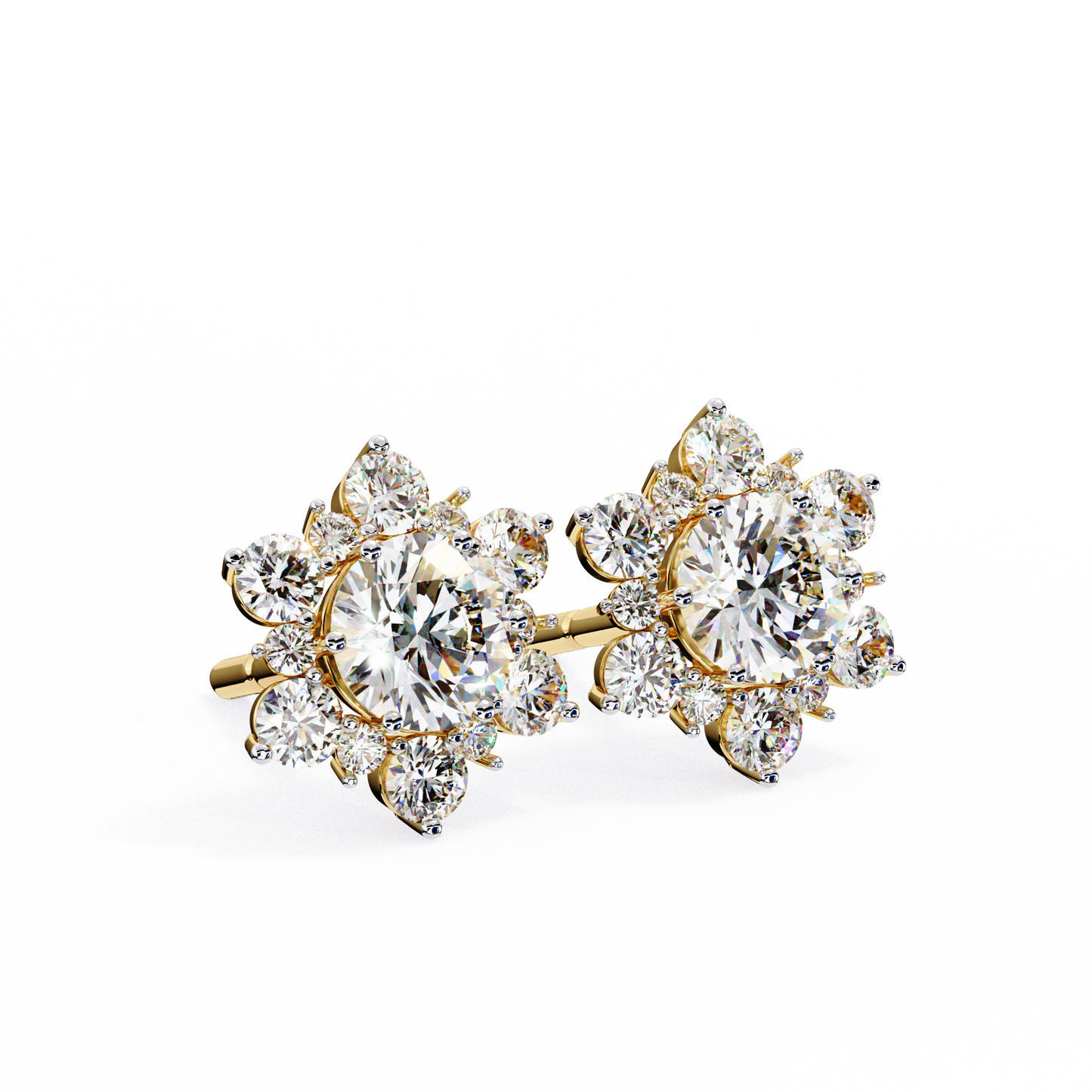 Flower Earrings/Round Stone Earrings/Gold CVD Diamond Earring/Anniversary Gift/Solitaire Diamond Stud Earring/1 Ct Diamond Earring/Prong Setting/igi Certified/Stud Earring/Ethical Diamond/Silver Earring/Gold Earring/CVD Diamond Earring/EF Color Diamond/VS Clarity Diamond/Manmade Diamond/Lab Grown Diamond/Round Cut Diamond
