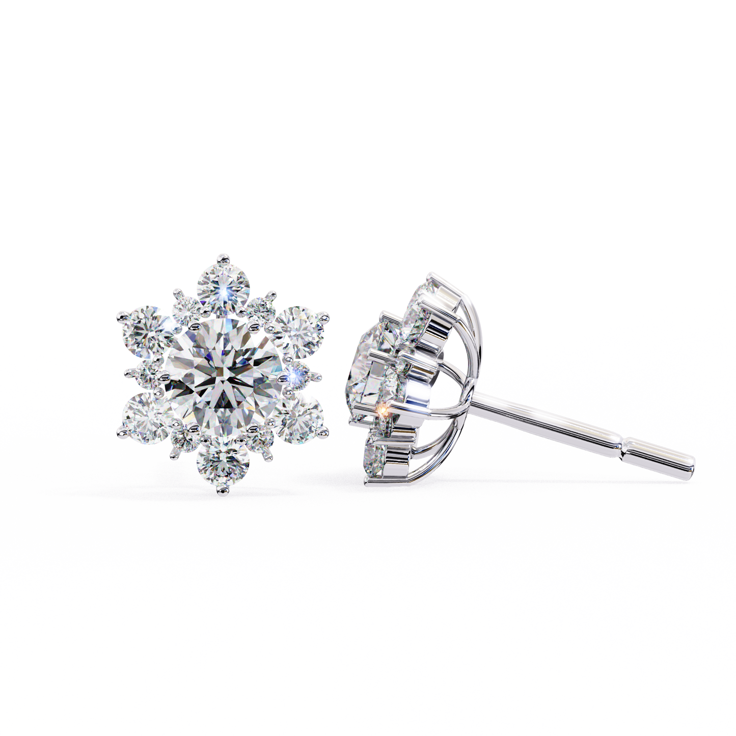 Flower Earrings/Round Stone Earrings/Gold CVD Diamond Earring/Anniversary Gift/Solitaire Diamond Stud Earring/1 Ct Diamond Earring/Prong Setting/igi Certified/Stud Earring/Ethical Diamond/Silver Earring/Gold Earring/CVD Diamond Earring/EF Color Diamond/VS Clarity Diamond/Manmade Diamond/Lab Grown Diamond/Round Cut Diamond