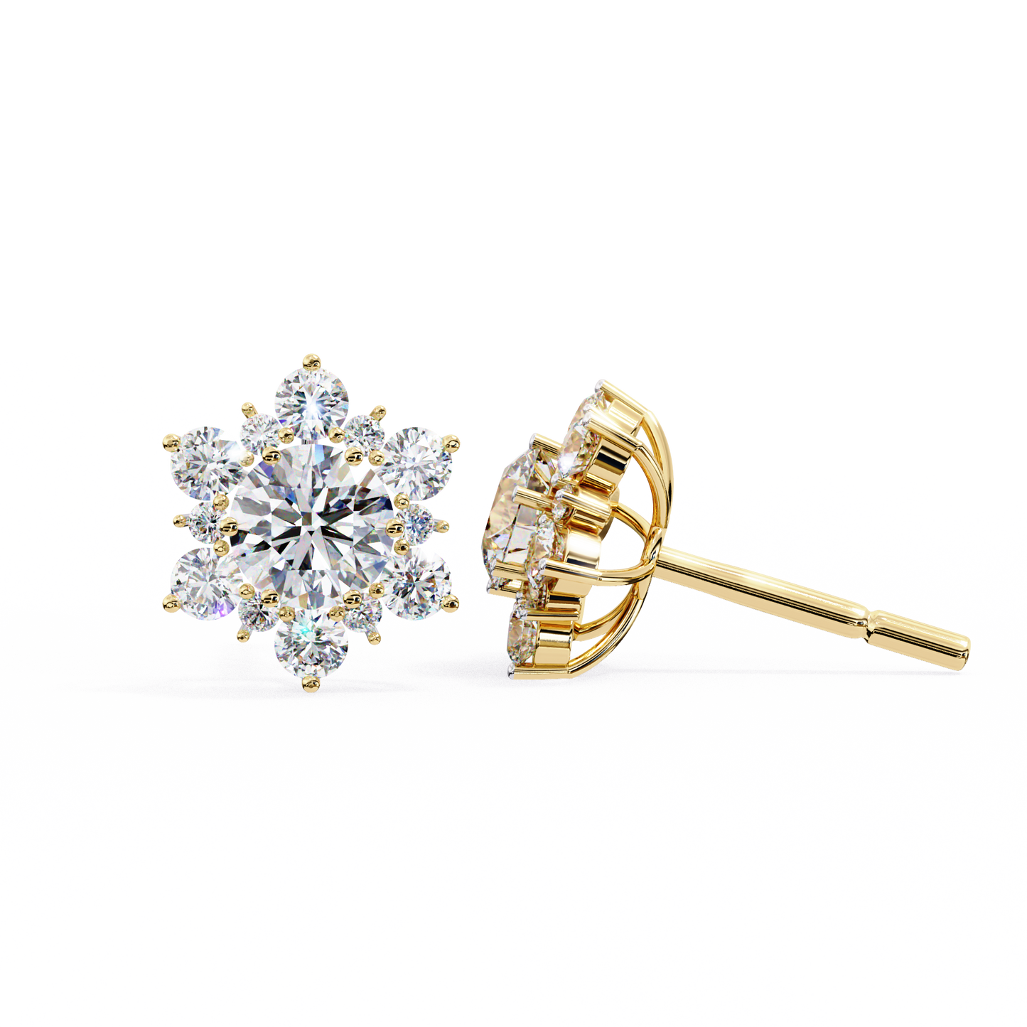 Flower Earrings/Round Stone Earrings/Gold CVD Diamond Earring/Anniversary Gift/Solitaire Diamond Stud Earring/1 Ct Diamond Earring/Prong Setting/igi Certified/Stud Earring/Ethical Diamond/Silver Earring/Gold Earring/CVD Diamond Earring/EF Color Diamond/VS Clarity Diamond/Manmade Diamond/Lab Grown Diamond/Round Cut Diamond