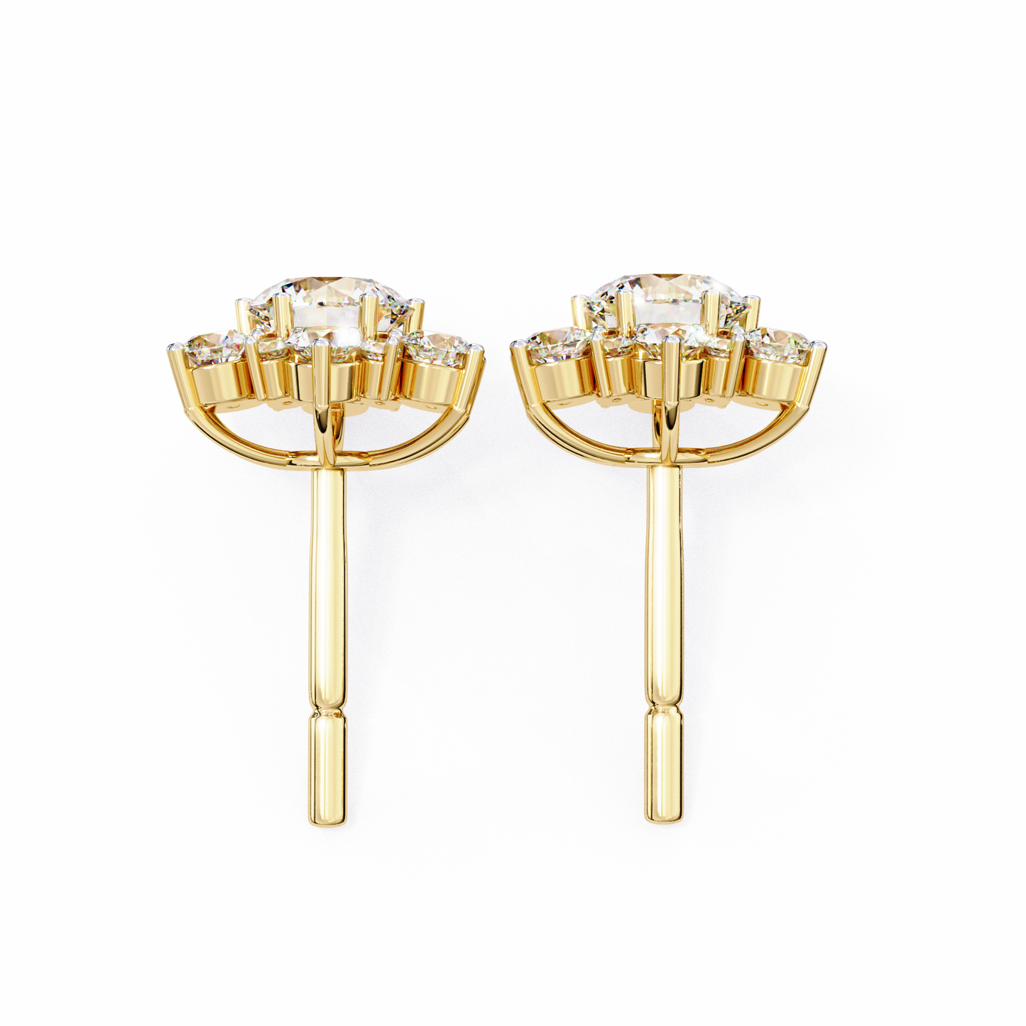 Flower Earrings/Round Stone Earrings/Gold CVD Diamond Earring/Anniversary Gift/Solitaire Diamond Stud Earring/1 Ct Diamond Earring/Prong Setting/igi Certified/Stud Earring/Ethical Diamond/Silver Earring/Gold Earring/CVD Diamond Earring/EF Color Diamond/VS Clarity Diamond/Manmade Diamond/Lab Grown Diamond/Round Cut Diamond