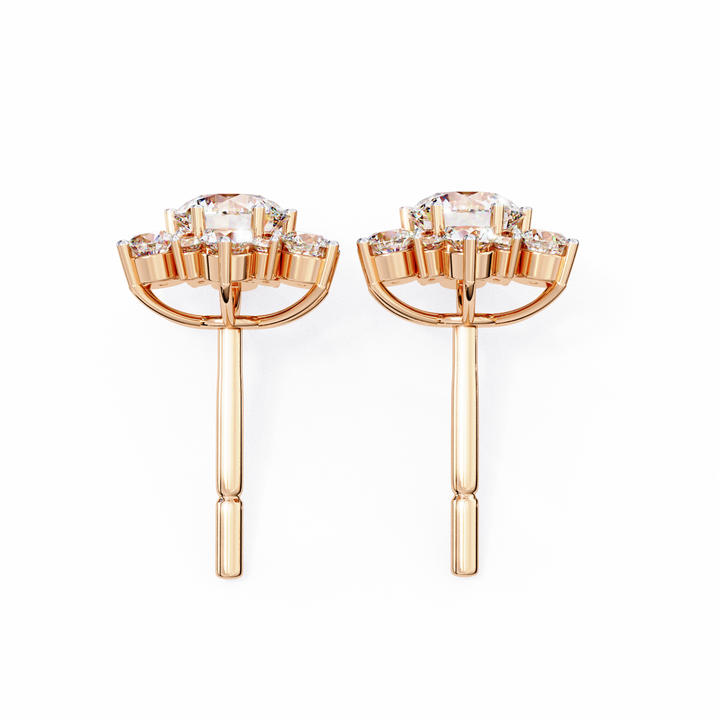 Flower Earrings/Round Stone Earrings/Gold CVD Diamond Earring/Anniversary Gift/Solitaire Diamond Stud Earring/1 Ct Diamond Earring/Prong Setting/igi Certified/Stud Earring/Ethical Diamond/Silver Earring/Gold Earring/CVD Diamond Earring/EF Color Diamond/VS Clarity Diamond/Manmade Diamond/Lab Grown Diamond/Round Cut Diamond