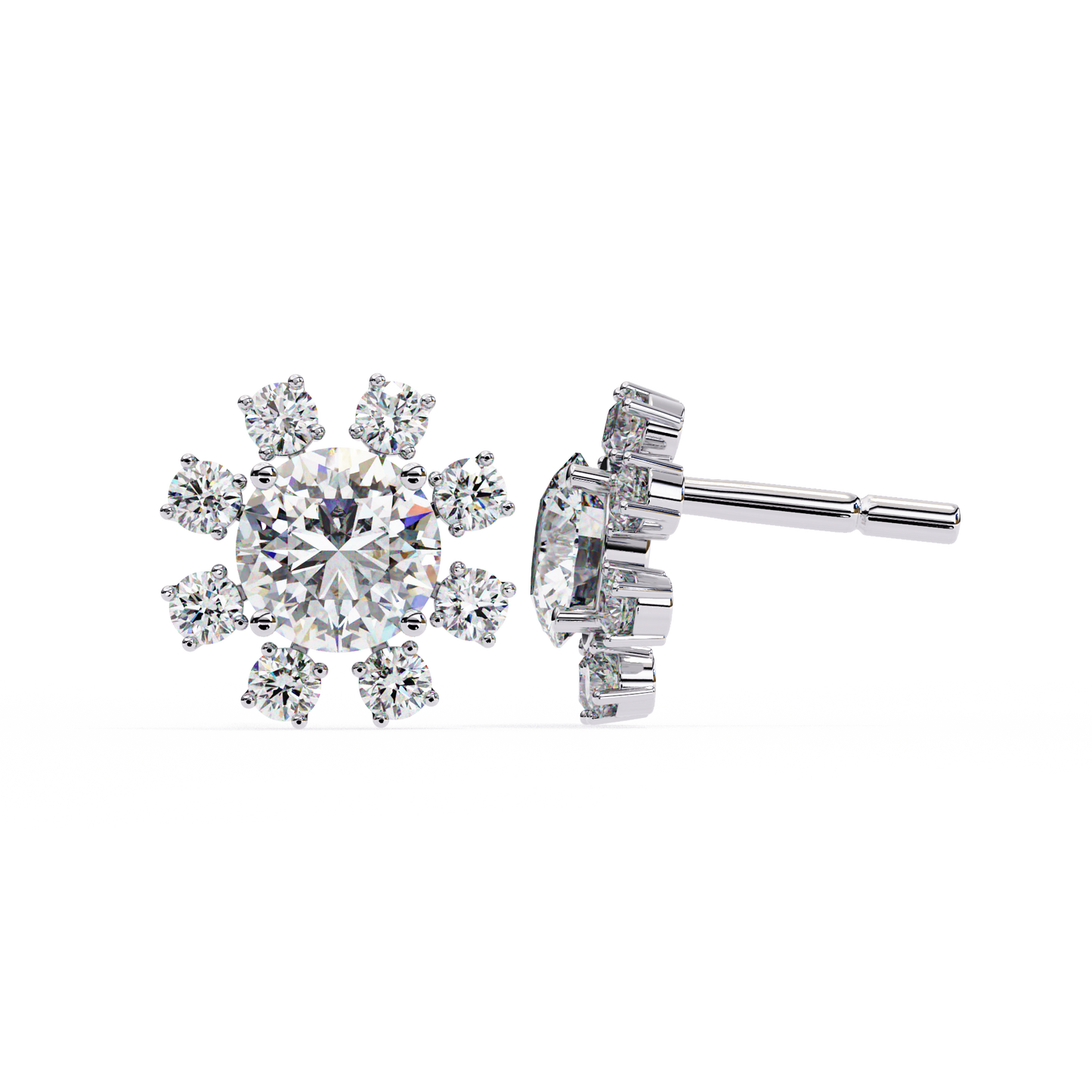 1.12 Ct Round Cut Lab Grown Diamond Flower Gold Earring/Round Stone Earrings/Gold CVD Diamond Earring/Anniversary Gift/Solitaire Diamond Stud Earring/1 Ct Diamond Earring/Prong Setting/Halo Set/igi Certified/Stud Earring/Ethical Diamond/Silver Earring/Gold Earring/CVD Diamond Earring/E Color Diamond/VS Clarity Diamond/Manmade Diamond/Lab Grown Diamond/Round Cut Diamond