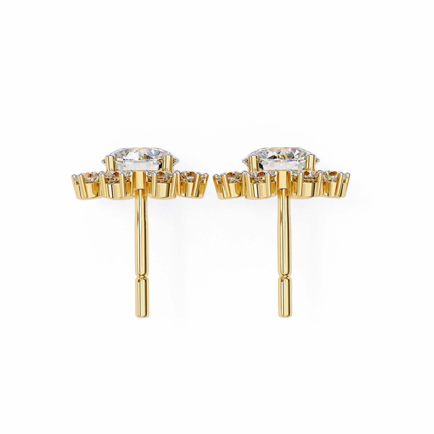 1.12 Ct Round Cut Lab Grown Diamond Flower Gold Earring/Round Stone Earrings/Gold CVD Diamond Earring/Anniversary Gift/Solitaire Diamond Stud Earring/1 Ct Diamond Earring/Prong Setting/Halo Set/igi Certified/Stud Earring/Ethical Diamond/Silver Earring/Gold Earring/CVD Diamond Earring/E Color Diamond/VS Clarity Diamond/Manmade Diamond/Lab Grown Diamond/Round Cut Diamond