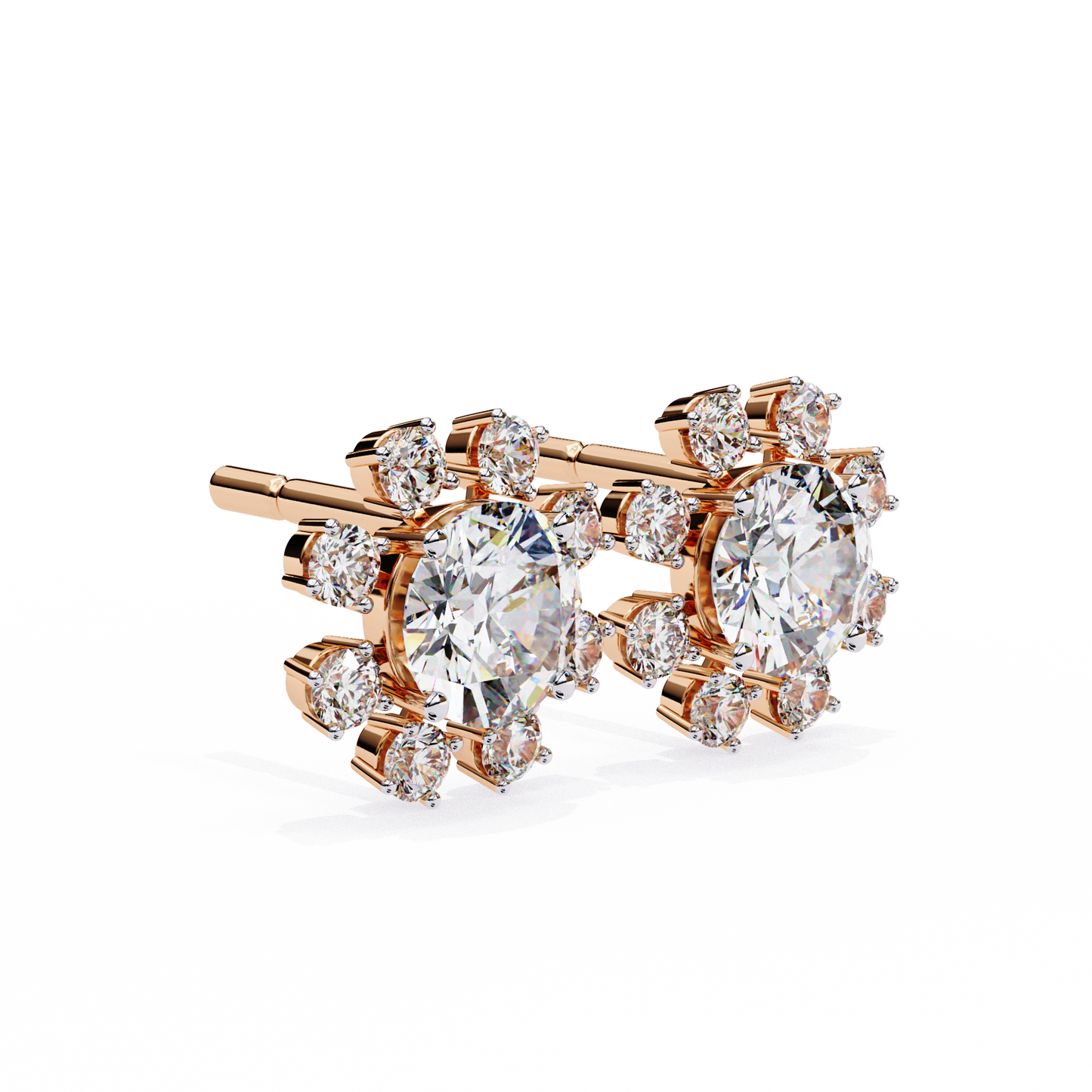1.12 Ct Round Cut Lab Grown Diamond Flower Gold Earring/Round Stone Earrings/Gold CVD Diamond Earring/Anniversary Gift/Solitaire Diamond Stud Earring/1 Ct Diamond Earring/Prong Setting/Halo Set/igi Certified/Stud Earring/Ethical Diamond/Silver Earring/Gold Earring/CVD Diamond Earring/E Color Diamond/VS Clarity Diamond/Manmade Diamond/Lab Grown Diamond/Round Cut Diamond