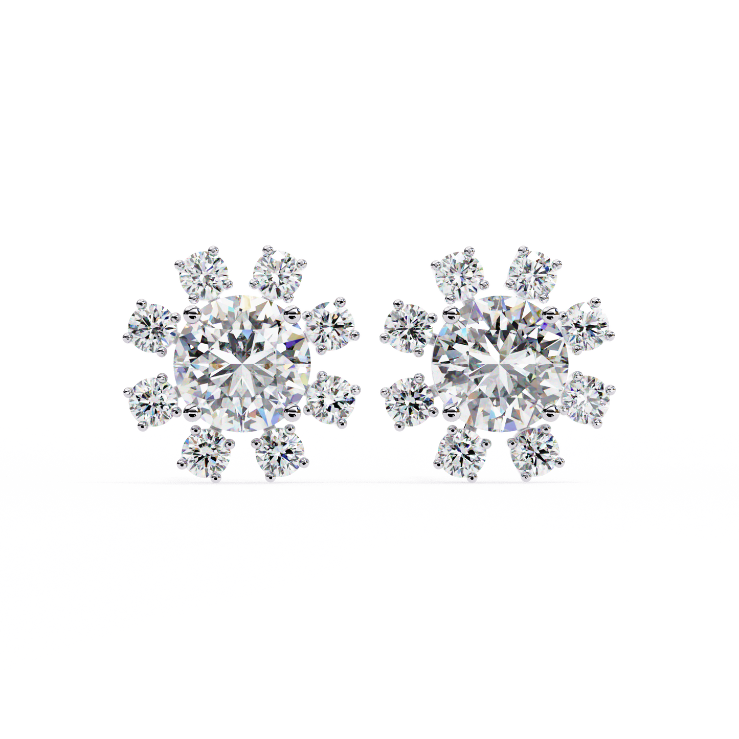 1.12 Ct Round Cut Lab Grown Diamond Flower Gold Earring/Round Stone Earrings/Gold CVD Diamond Earring/Anniversary Gift/Solitaire Diamond Stud Earring/1 Ct Diamond Earring/Prong Setting/Halo Set/igi Certified/Stud Earring/Ethical Diamond/Silver Earring/Gold Earring/CVD Diamond Earring/E Color Diamond/VS Clarity Diamond/Manmade Diamond/Lab Grown Diamond/Round Cut Diamond