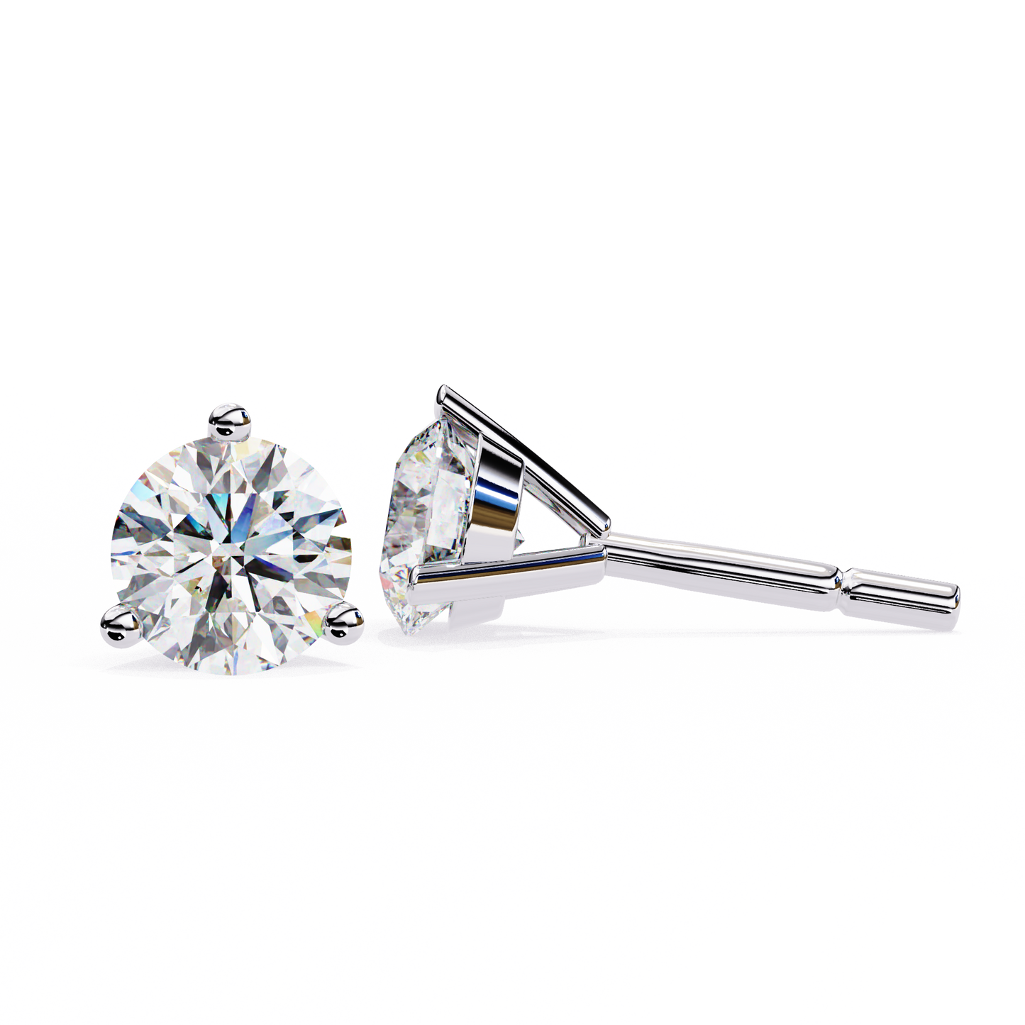 1.3 Ct For Each Round Cut Lab Grown Diamond Three Prong Stud Earring/Gold CVD Diamond Earring/Anniversary Gift/Solitaire Diamond Stud Earring/1 Ct Diamond Earring/Prong Setting/igi Certified/Stud Earring/Ethical Diamond/Silver Earring/Gold Earring/CVD Diamond Earring/F Color Diamond/VS Clarity Diamond/Manmade Diamond/Lab Grown Diamond/Round Cut Diamond