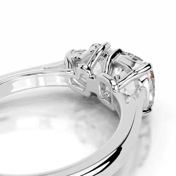 Heart and Cushion Cut Moissanite Two Stone Set Silver Ring