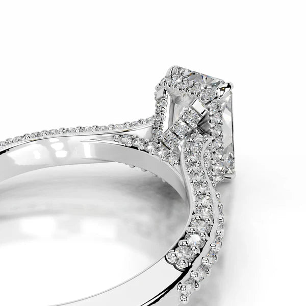 Radiant Cut Moissanite Micro pave set Silver Engagement Ring