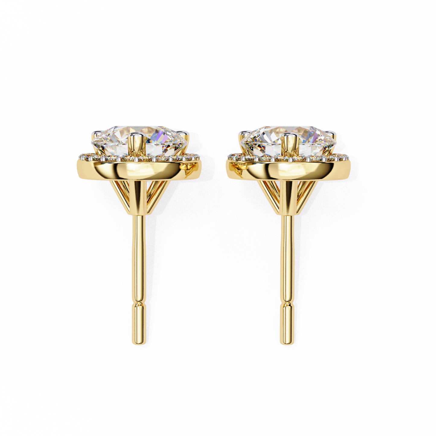 1.01 Ct Round Cut Lab Grown Diamond Yellow Gold Earring/Round Stone Earrings/Gold CVD Diamond Earring/Anniversary Gift/Solitaire Diamond Stud Earring/1 Ct Diamond Earring/Prong Setting/Halo Set/igi Certified/Stud Earring/Ethical Diamond/Silver Earring/Gold Earring/CVD Diamond Earring/E Color Diamond/VS Clarity Diamond/Manmade Diamond/Lab Grown Diamond/Round Cut Diamond