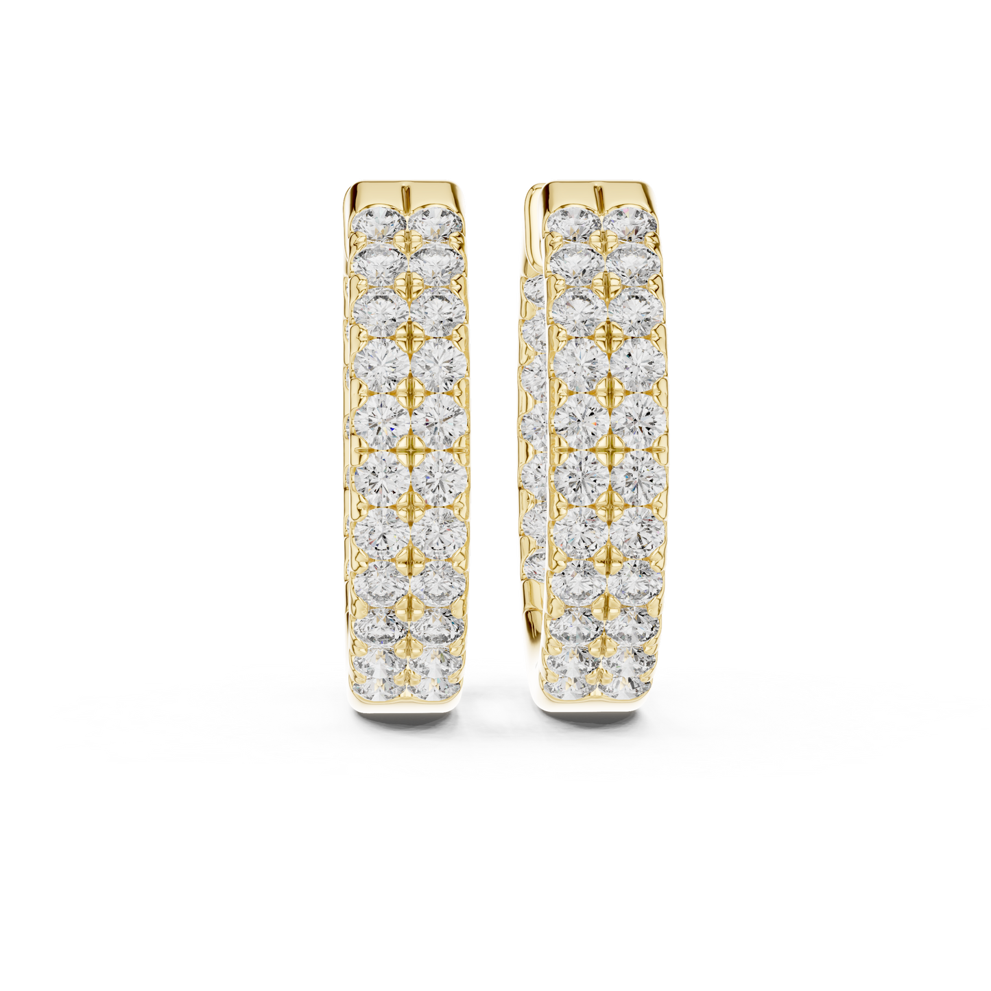 Modern Two Row Pave Round Lab Diamond Hoop Earrings
