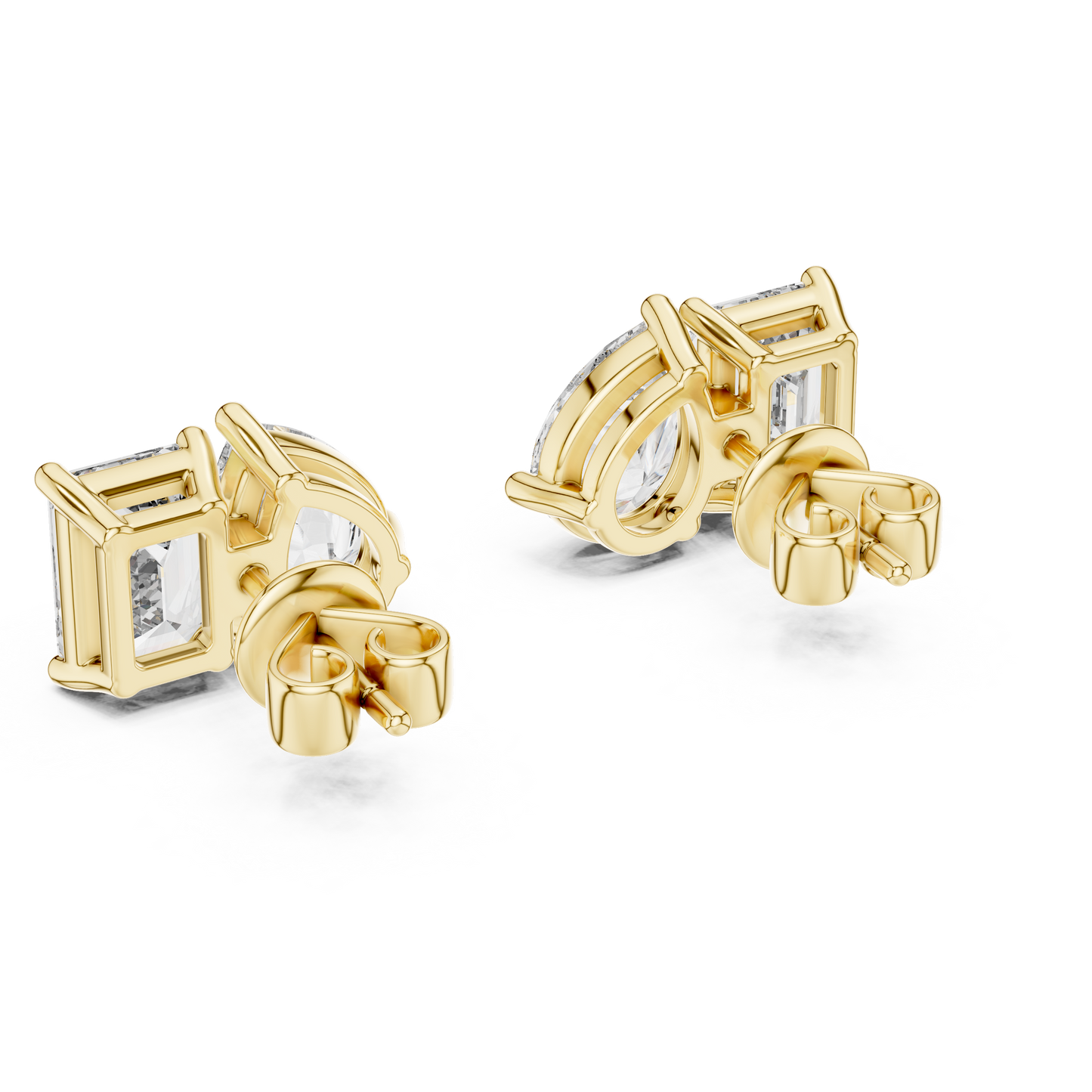 Toi et Moi Emerald and Pear Lab Grown Diamond Stud Earrings