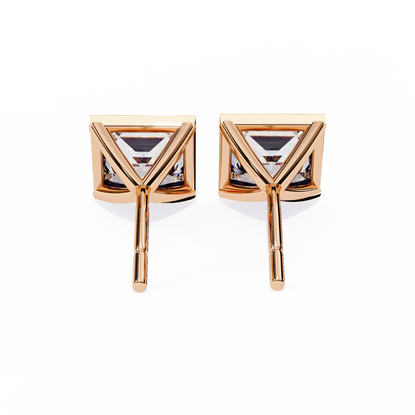 1 ct Bezel Princess Studs/Gold CVD Diamond Earring/Anniversary Gift/Solitaire Diamond Stud Earring/1 Ct Diamond Earring/Prong Setting/igi Certified/Stud Earring/Ethical Diamond/Silver Earring/Gold Earring/CVD Diamond Earring/E Color Diamond/VS Clarity Diamond/Manmade Diamond/Lab Grown Diamond/Princess Cut Diamond
