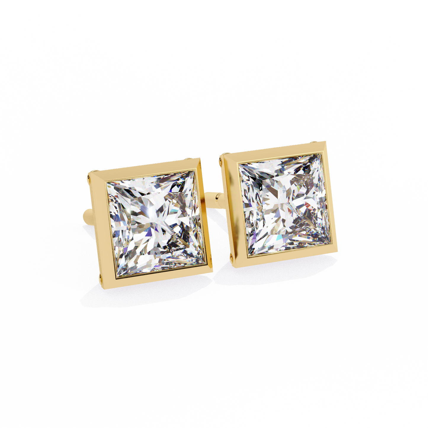 1 ct Bezel Princess Studs/Gold CVD Diamond Earring/Anniversary Gift/Solitaire Diamond Stud Earring/1 Ct Diamond Earring/Prong Setting/igi Certified/Stud Earring/Ethical Diamond/Silver Earring/Gold Earring/CVD Diamond Earring/E Color Diamond/VS Clarity Diamond/Manmade Diamond/Lab Grown Diamond/Princess Cut Diamond