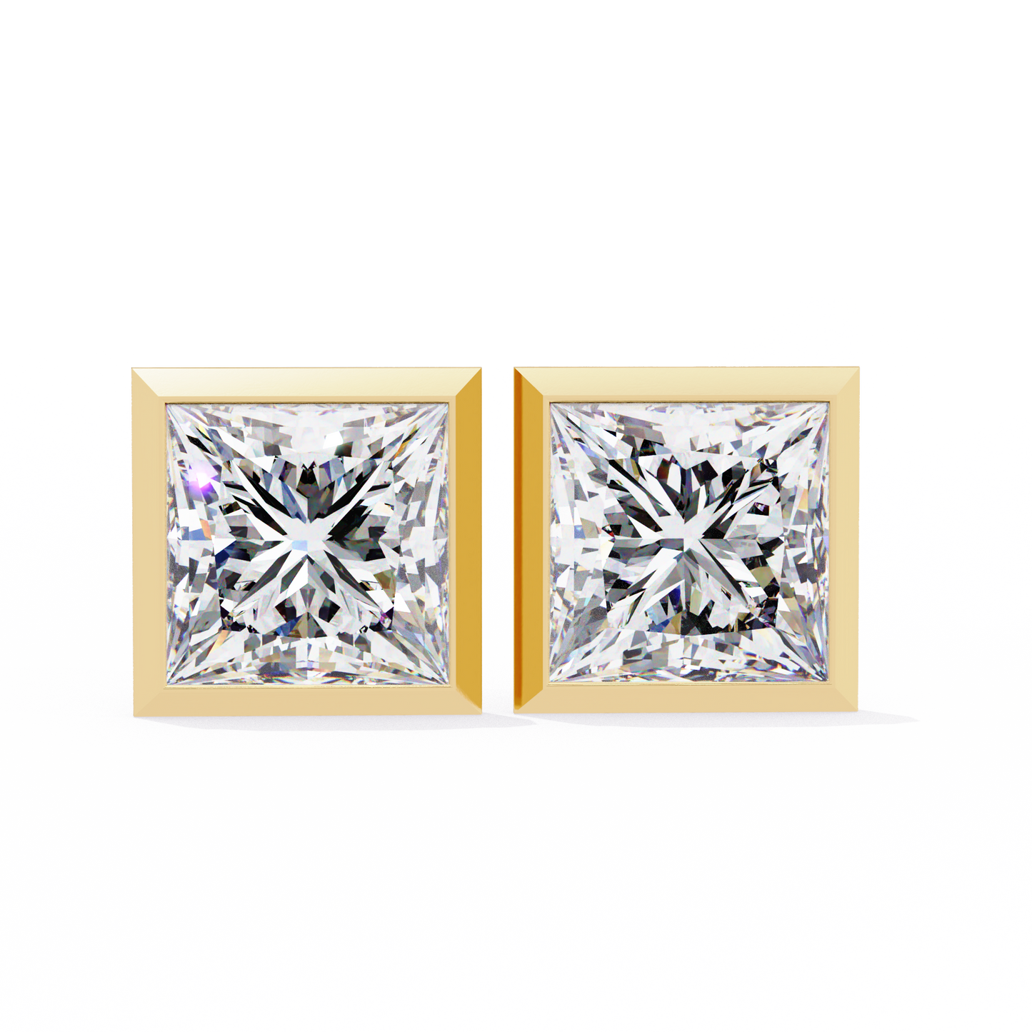 1 ct Bezel Princess Studs/Gold CVD Diamond Earring/Anniversary Gift/Solitaire Diamond Stud Earring/1 Ct Diamond Earring/Prong Setting/igi Certified/Stud Earring/Ethical Diamond/Silver Earring/Gold Earring/CVD Diamond Earring/E Color Diamond/VS Clarity Diamond/Manmade Diamond/Lab Grown Diamond/Princess Cut Diamond