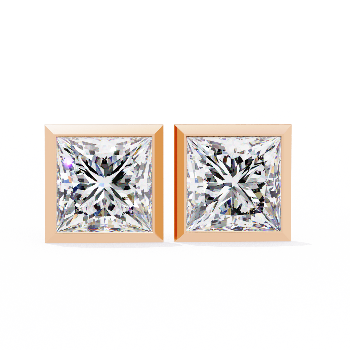1 ct Bezel Princess Studs/Gold CVD Diamond Earring/Anniversary Gift/Solitaire Diamond Stud Earring/1 Ct Diamond Earring/Prong Setting/igi Certified/Stud Earring/Ethical Diamond/Silver Earring/Gold Earring/CVD Diamond Earring/E Color Diamond/VS Clarity Diamond/Manmade Diamond/Lab Grown Diamond/Princess Cut Diamond