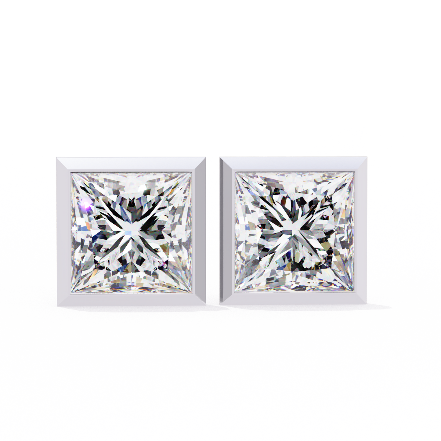 1 ct Bezel Princess Studs/Gold CVD Diamond Earring/Anniversary Gift/Solitaire Diamond Stud Earring/1 Ct Diamond Earring/Prong Setting/igi Certified/Stud Earring/Ethical Diamond/Silver Earring/Gold Earring/CVD Diamond Earring/E Color Diamond/VS Clarity Diamond/Manmade Diamond/Lab Grown Diamond/Princess Cut Diamond