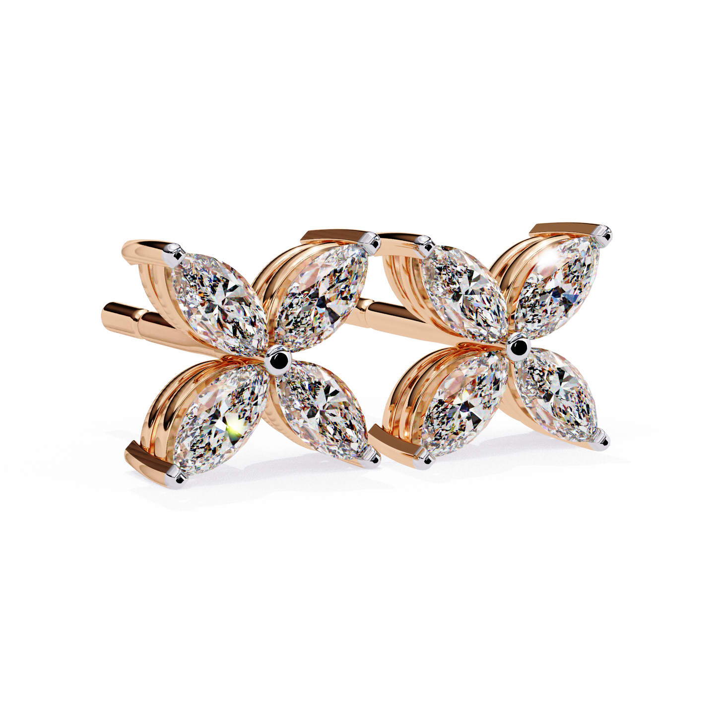Clover Earrings/Marquise Stone Earrings/Gold CVD Diamond Earring/Anniversary Gift/Solitaire Diamond Stud Earring/1 Ct Diamond Earring/Prong Setting/igi Certified/Stud Earring/Ethical Diamond/Silver Earring/Gold Earring/CVD Diamond Earring/EF Color Diamond/VS Clarity Diamond/Manmade Diamond/Lab Grown Diamond/Marquise Cut Diamond