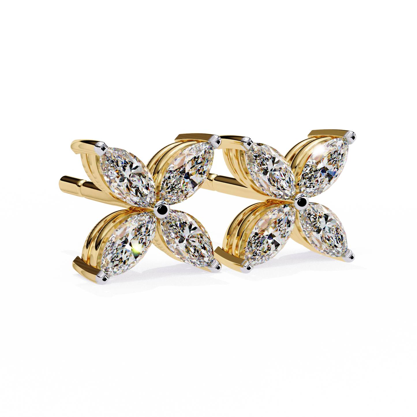 Clover Earrings/Marquise Stone Earrings/Gold CVD Diamond Earring/Anniversary Gift/Solitaire Diamond Stud Earring/1 Ct Diamond Earring/Prong Setting/igi Certified/Stud Earring/Ethical Diamond/Silver Earring/Gold Earring/CVD Diamond Earring/EF Color Diamond/VS Clarity Diamond/Manmade Diamond/Lab Grown Diamond/Marquise Cut Diamond