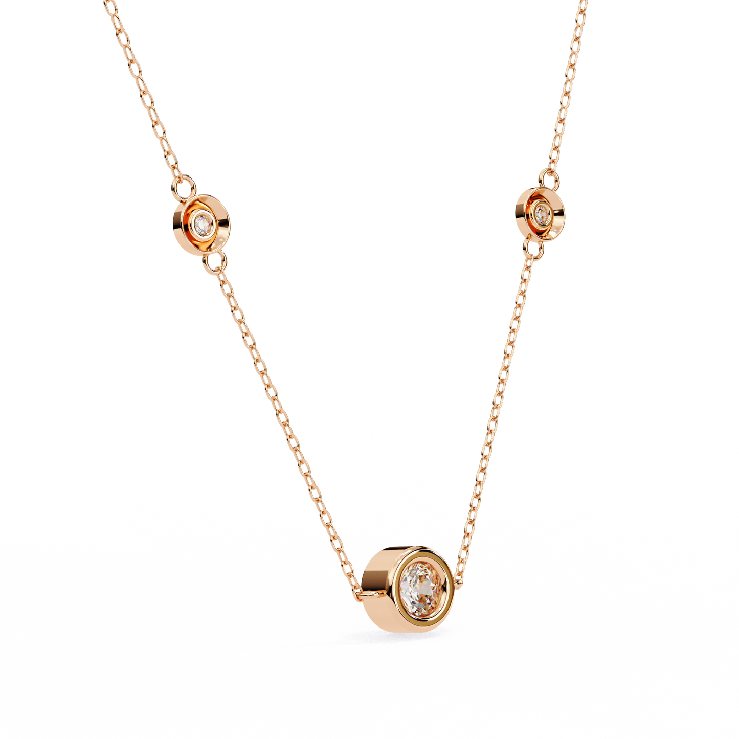 Bezel Round Lab Grown Diamond Three Stone Necklace/Gold Diamond Necklace/1 Ct Diamond Pendant/Solitaire Diamond Pendant/Anniversary Gift For Her/igi Certified/Ethical Diamond/Silver Pendant/Gold Necklace/F Color Diamond/VS Clarity Diamond/Manmade Diamond/Lab Grown Diamond/Pendant Necklace/Round Cut Diamond/Necklace
