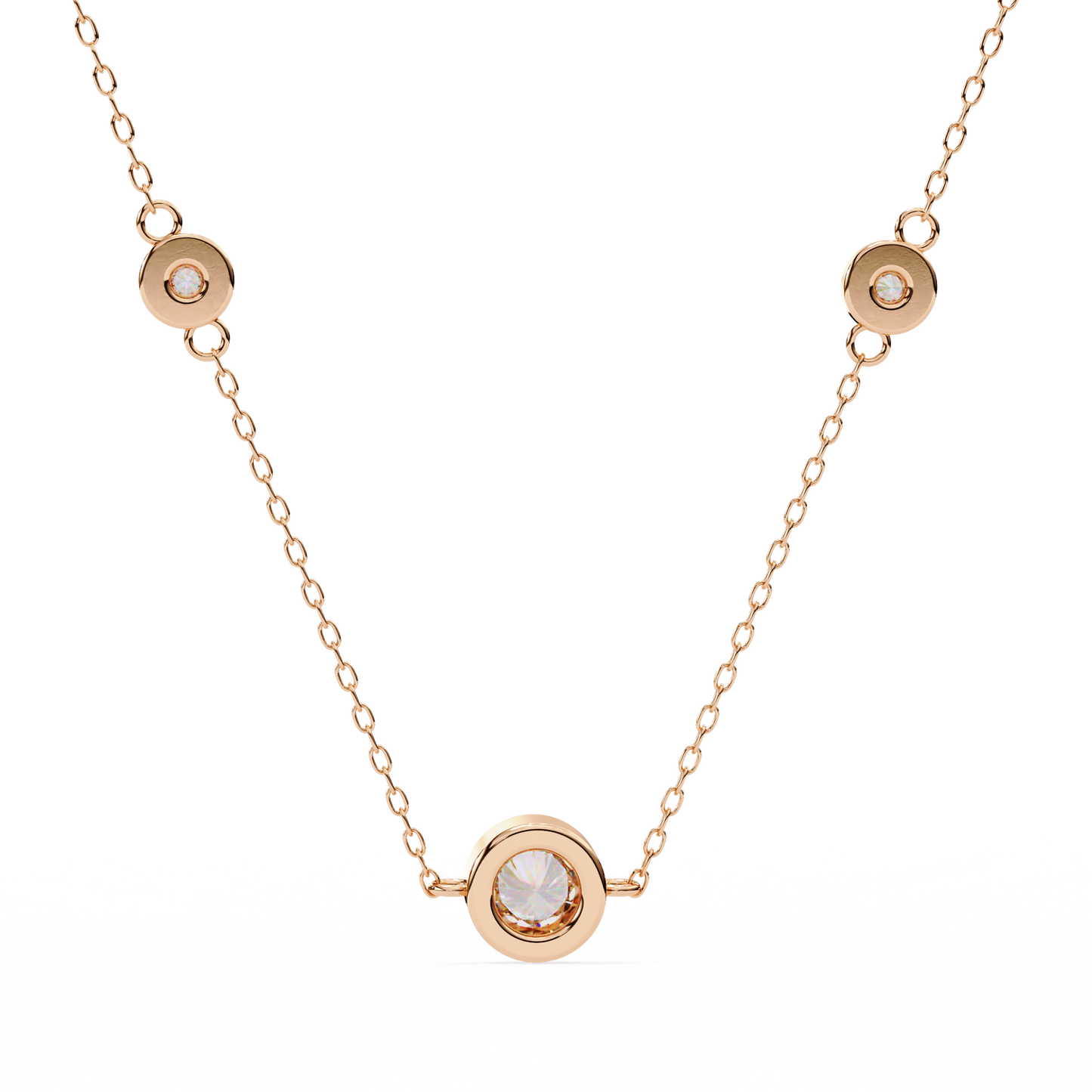 Bezel Round Lab Grown Diamond Three Stone Necklace/Gold Diamond Necklace/1 Ct Diamond Pendant/Solitaire Diamond Pendant/Anniversary Gift For Her/igi Certified/Ethical Diamond/Silver Pendant/Gold Necklace/F Color Diamond/VS Clarity Diamond/Manmade Diamond/Lab Grown Diamond/Pendant Necklace/Round Cut Diamond/Necklace