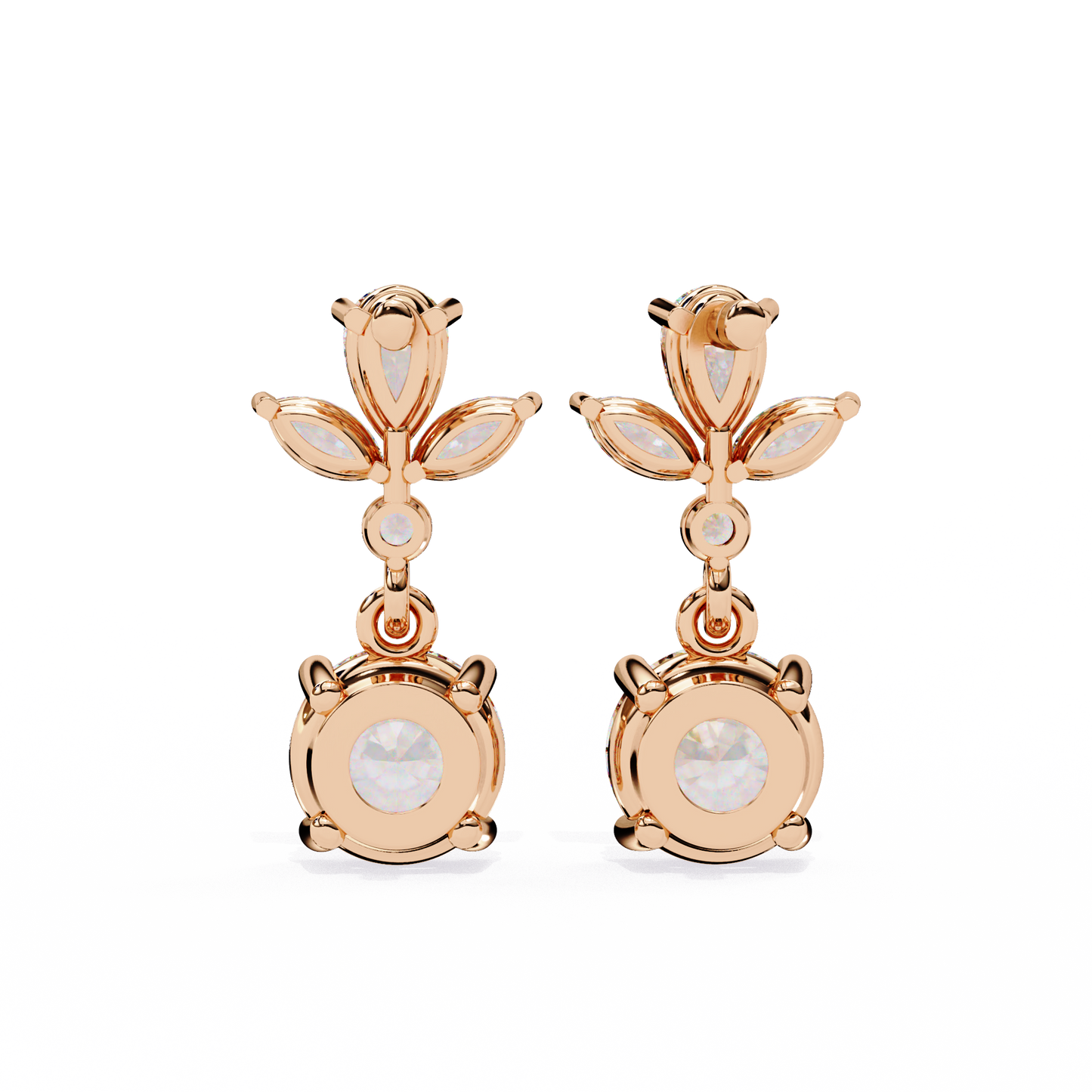 Drop Round Danglers/Gold CVD Diamond Earring/Anniversary Gift/Solitaire Diamond Stud Earring/1 Ct Diamond Earring/Prong Setting/igi Certified/Stud Earring/Ethical Diamond/Silver Earring/Gold Earring/CVD Diamond Earring/E Color Diamond/VS Clarity Diamond/Manmade Diamond/Lab Grown Diamond/Round Cut Diamond/Pear Side Stone Diamond/Marquise Side Stone Diamond