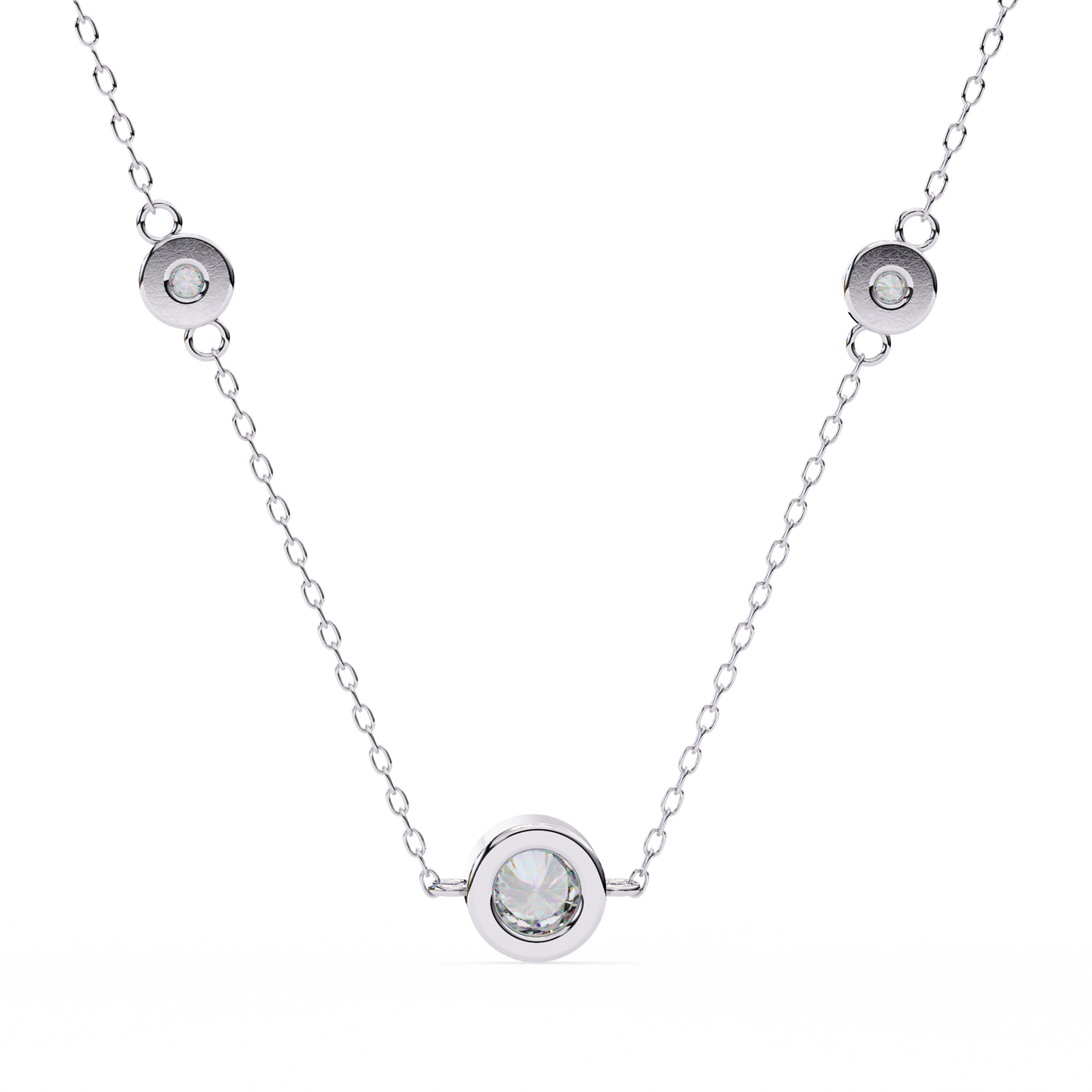 Bezel Round Lab Grown Diamond Three Stone Necklace/Gold Diamond Necklace/1 Ct Diamond Pendant/Solitaire Diamond Pendant/Anniversary Gift For Her/igi Certified/Ethical Diamond/Silver Pendant/Gold Necklace/F Color Diamond/VS Clarity Diamond/Manmade Diamond/Lab Grown Diamond/Pendant Necklace/Round Cut Diamond/Necklace