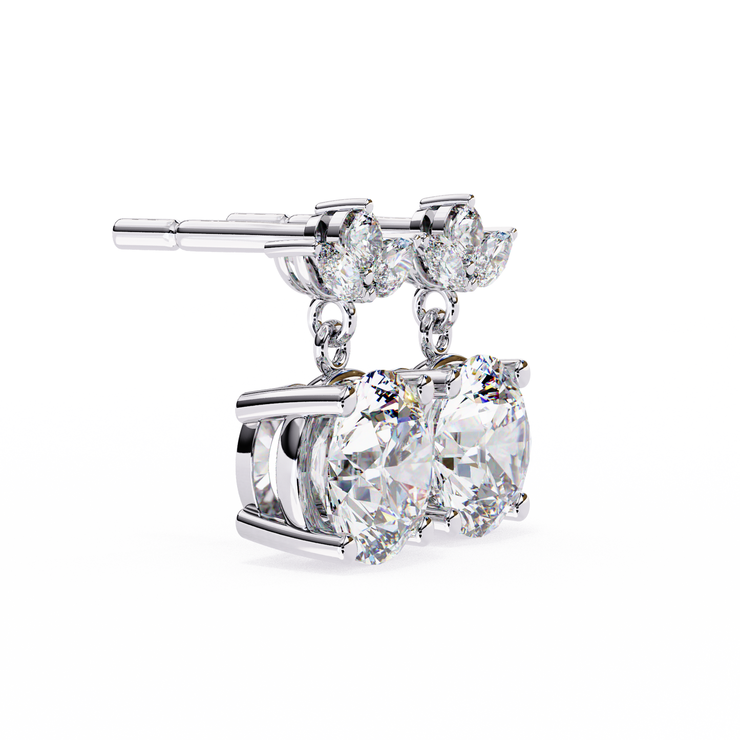 Drop Solitaire Danglers/Gold CVD Diamond Earring/Anniversary Gift/Solitaire Diamond Stud Earring/1 Ct Diamond Earring/Prong Setting/igi Certified/Stud Earring/Ethical Diamond/Silver Earring/Gold Earring/CVD Diamond Earring/E Color Diamond/VS Clarity Diamond/Manmade Diamond/Lab Grown Diamond/Round Cut Diamond/Marquise Side Stone Diamond