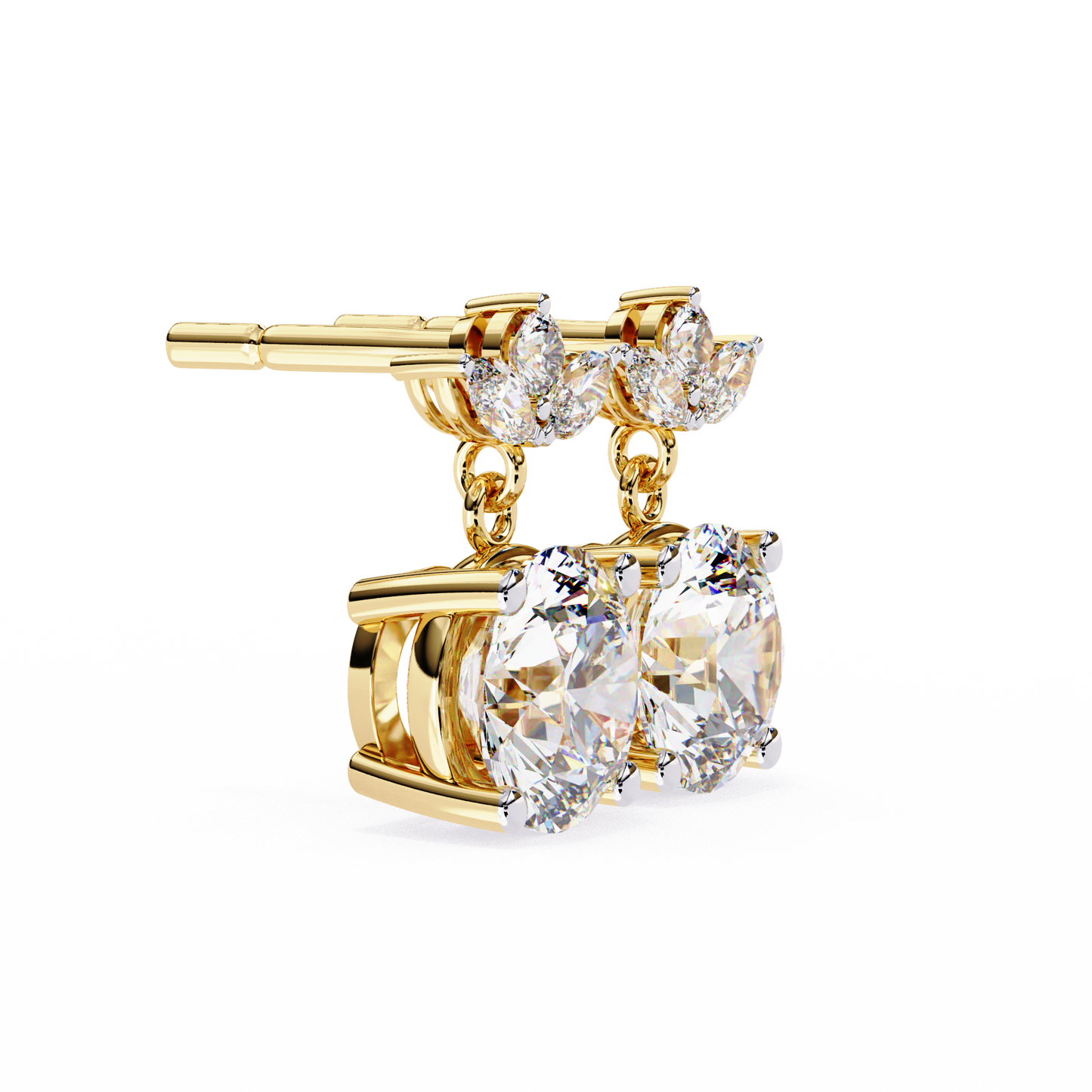 Drop Solitaire Danglers/Gold CVD Diamond Earring/Anniversary Gift/Solitaire Diamond Stud Earring/1 Ct Diamond Earring/Prong Setting/igi Certified/Stud Earring/Ethical Diamond/Silver Earring/Gold Earring/CVD Diamond Earring/E Color Diamond/VS Clarity Diamond/Manmade Diamond/Lab Grown Diamond/Round Cut Diamond/Marquise Side Stone Diamond