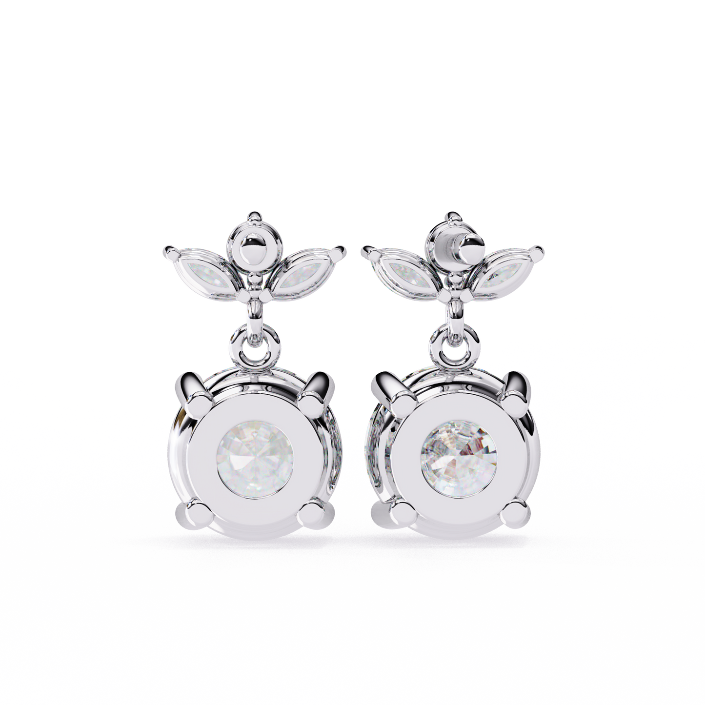 Drop Solitaire Danglers/Gold CVD Diamond Earring/Anniversary Gift/Solitaire Diamond Stud Earring/1 Ct Diamond Earring/Prong Setting/igi Certified/Stud Earring/Ethical Diamond/Silver Earring/Gold Earring/CVD Diamond Earring/E Color Diamond/VS Clarity Diamond/Manmade Diamond/Lab Grown Diamond/Round Cut Diamond/Marquise Side Stone Diamond