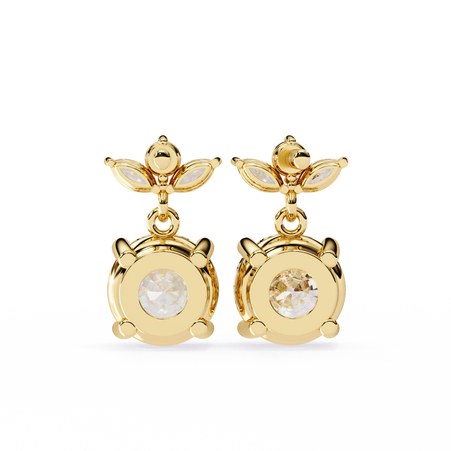 Drop Solitaire Danglers/Gold CVD Diamond Earring/Anniversary Gift/Solitaire Diamond Stud Earring/1 Ct Diamond Earring/Prong Setting/igi Certified/Stud Earring/Ethical Diamond/Silver Earring/Gold Earring/CVD Diamond Earring/E Color Diamond/VS Clarity Diamond/Manmade Diamond/Lab Grown Diamond/Round Cut Diamond/Marquise Side Stone Diamond