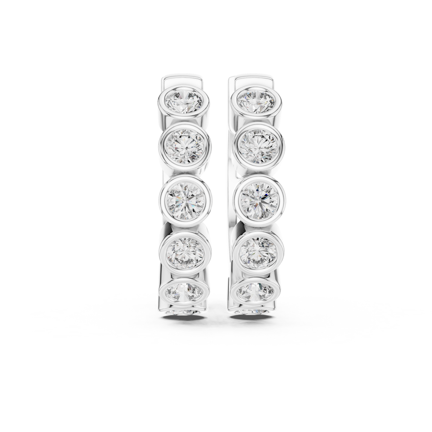 Bezel Set Round Lab Grown Diamond Hoop Earrings