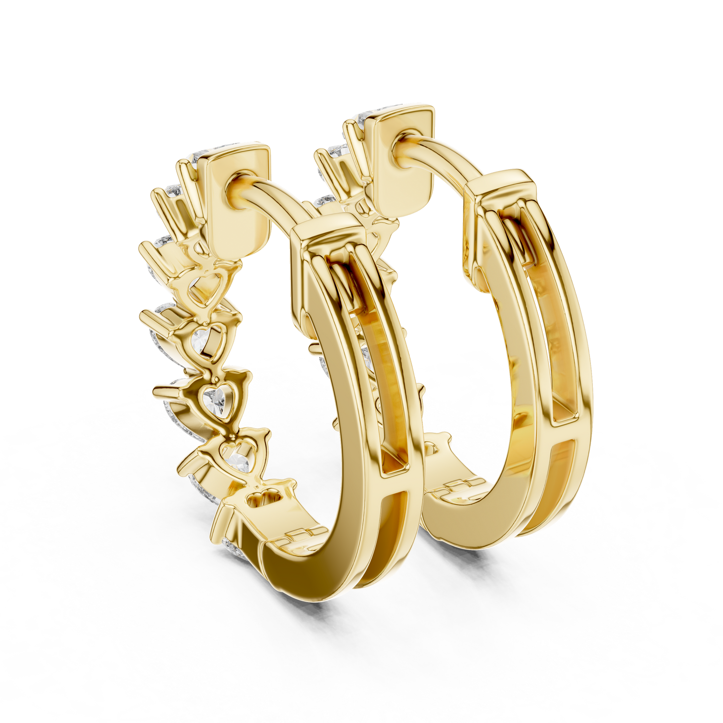 Heart Cut Lab Grown Diamond Hoop Earrings in 14K Rose Gold