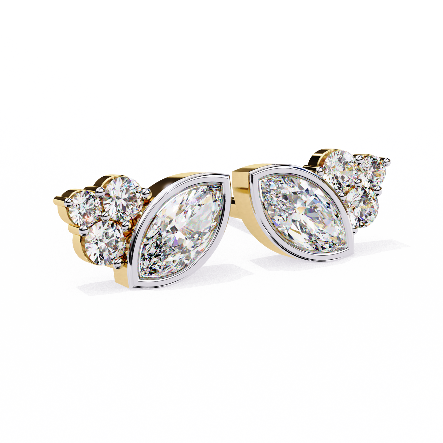 Marquise Winged Studs/Marquise Stone Earrings/Gold CVD Diamond Earring/Anniversary Gift/Solitaire Diamond Stud Earring/1 Ct Diamond Earring/Prong Setting/igi Certified/Stud Earring/Ethical Diamond/Silver Earring/Gold Earring/CVD Diamond Earring/EF Color Diamond/VS Clarity Diamond/Manmade Diamond/Lab Grown Diamond/Marquise Cut Diamond/Round Side Sone Diamond