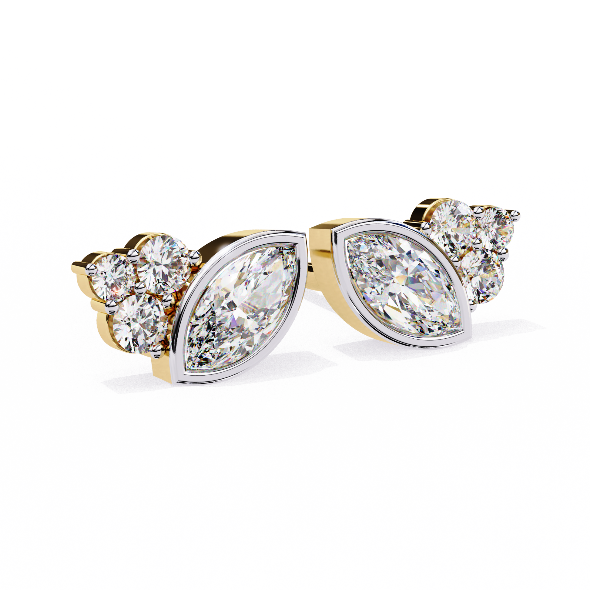 Marquise Winged Studs/Marquise Stone Earrings/Gold CVD Diamond Earring/Anniversary Gift/Solitaire Diamond Stud Earring/1 Ct Diamond Earring/Prong Setting/igi Certified/Stud Earring/Ethical Diamond/Silver Earring/Gold Earring/CVD Diamond Earring/EF Color Diamond/VS Clarity Diamond/Manmade Diamond/Lab Grown Diamond/Marquise Cut Diamond/Round Side Sone Diamond
