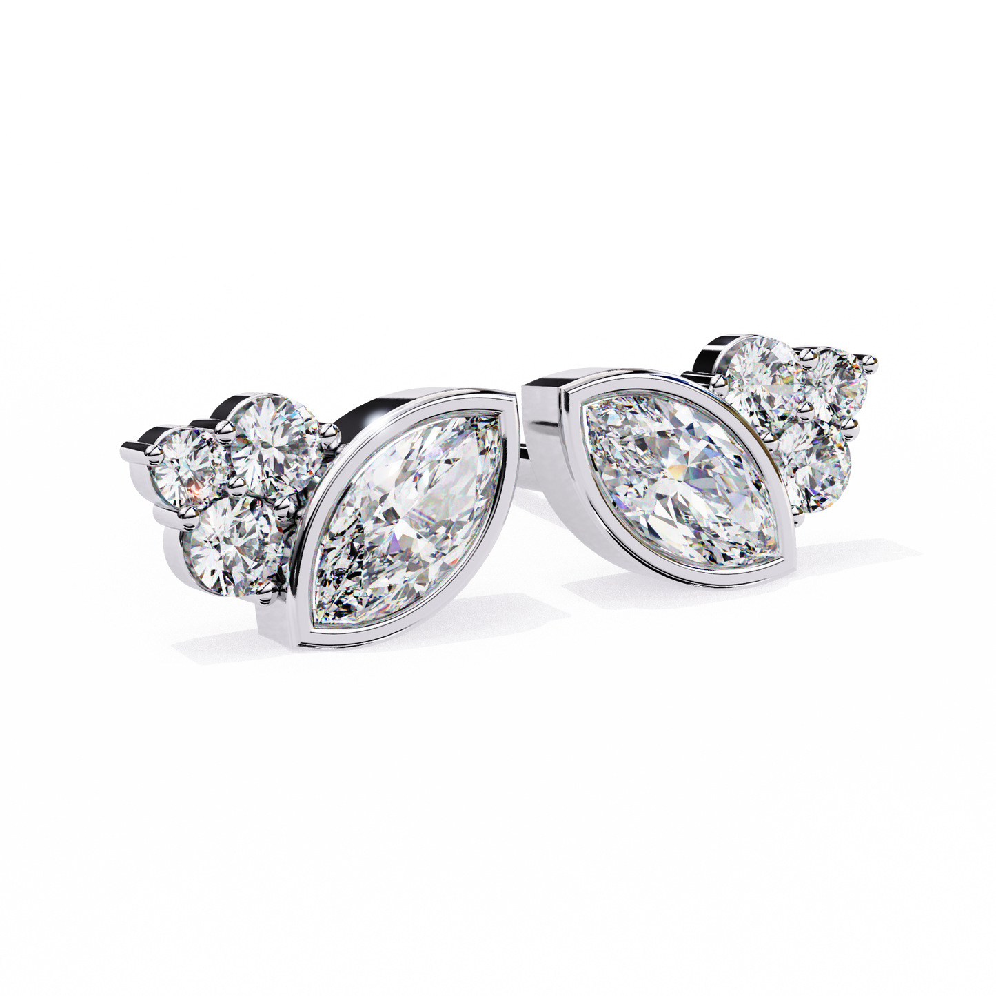 Marquise Winged Studs/Marquise Stone Earrings/Gold CVD Diamond Earring/Anniversary Gift/Solitaire Diamond Stud Earring/1 Ct Diamond Earring/Prong Setting/igi Certified/Stud Earring/Ethical Diamond/Silver Earring/Gold Earring/CVD Diamond Earring/EF Color Diamond/VS Clarity Diamond/Manmade Diamond/Lab Grown Diamond/Marquise Cut Diamond/Round Side Sone Diamond