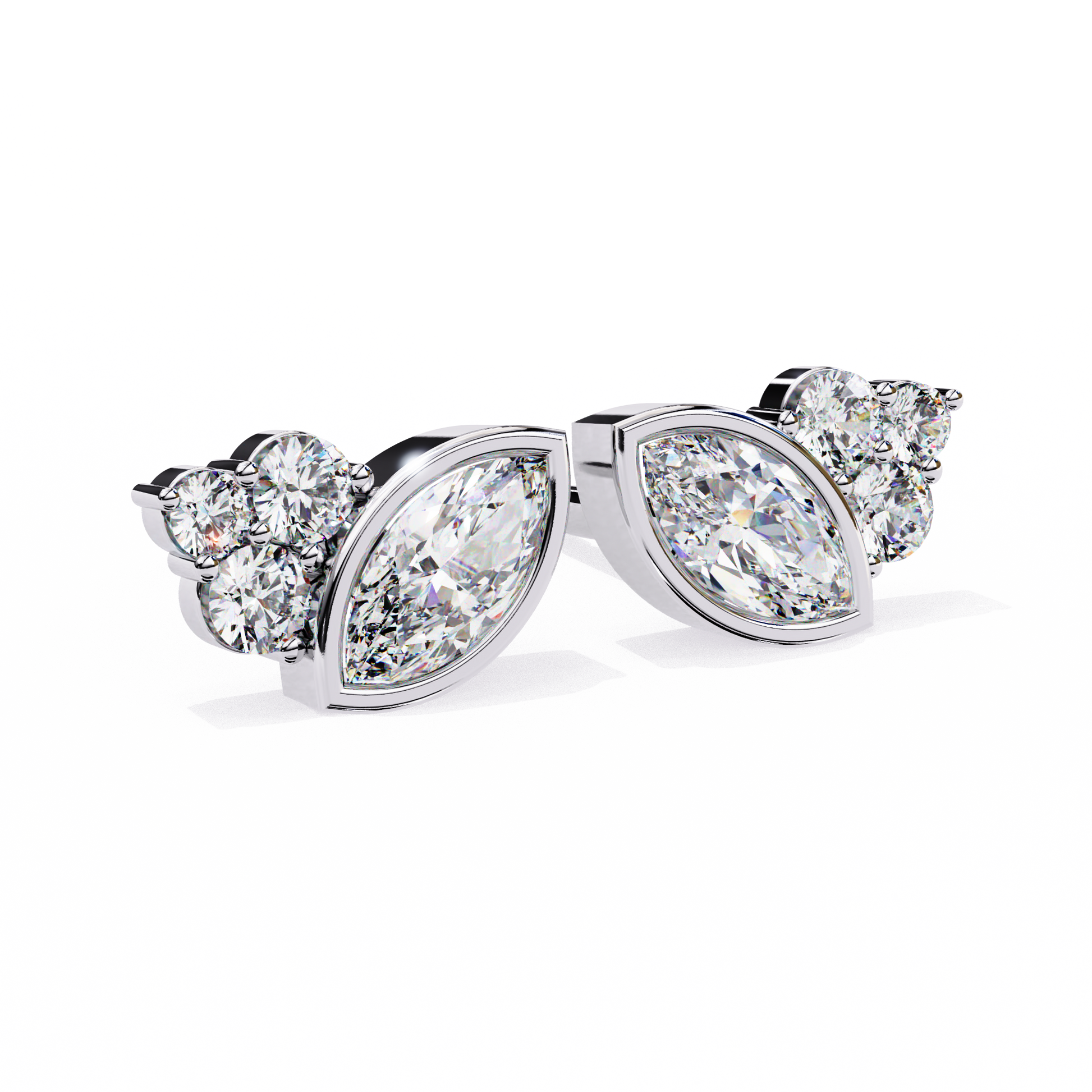 Marquise Winged Studs/Marquise Stone Earrings/Gold CVD Diamond Earring/Anniversary Gift/Solitaire Diamond Stud Earring/1 Ct Diamond Earring/Prong Setting/igi Certified/Stud Earring/Ethical Diamond/Silver Earring/Gold Earring/CVD Diamond Earring/EF Color Diamond/VS Clarity Diamond/Manmade Diamond/Lab Grown Diamond/Marquise Cut Diamond/Round Side Sone Diamond