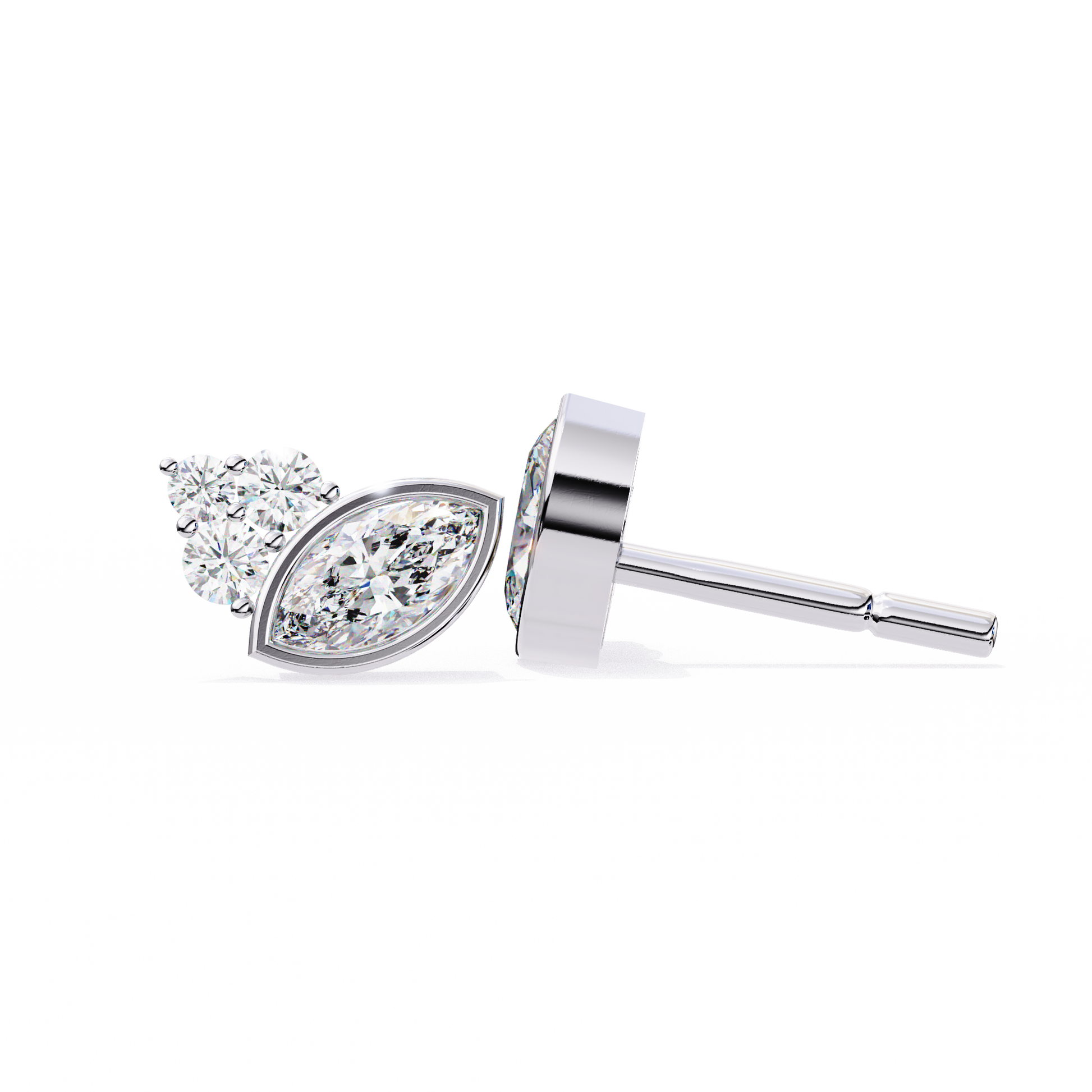 Marquise Winged Studs/Marquise Stone Earrings/Gold CVD Diamond Earring/Anniversary Gift/Solitaire Diamond Stud Earring/1 Ct Diamond Earring/Prong Setting/igi Certified/Stud Earring/Ethical Diamond/Silver Earring/Gold Earring/CVD Diamond Earring/EF Color Diamond/VS Clarity Diamond/Manmade Diamond/Lab Grown Diamond/Marquise Cut Diamond/Round Side Sone Diamond