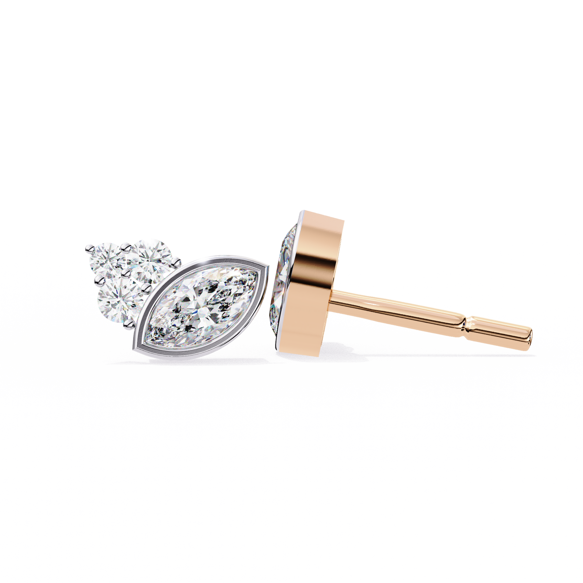 Marquise Winged Studs/Marquise Stone Earrings/Gold CVD Diamond Earring/Anniversary Gift/Solitaire Diamond Stud Earring/1 Ct Diamond Earring/Prong Setting/igi Certified/Stud Earring/Ethical Diamond/Silver Earring/Gold Earring/CVD Diamond Earring/EF Color Diamond/VS Clarity Diamond/Manmade Diamond/Lab Grown Diamond/Marquise Cut Diamond/Round Side Sone Diamond