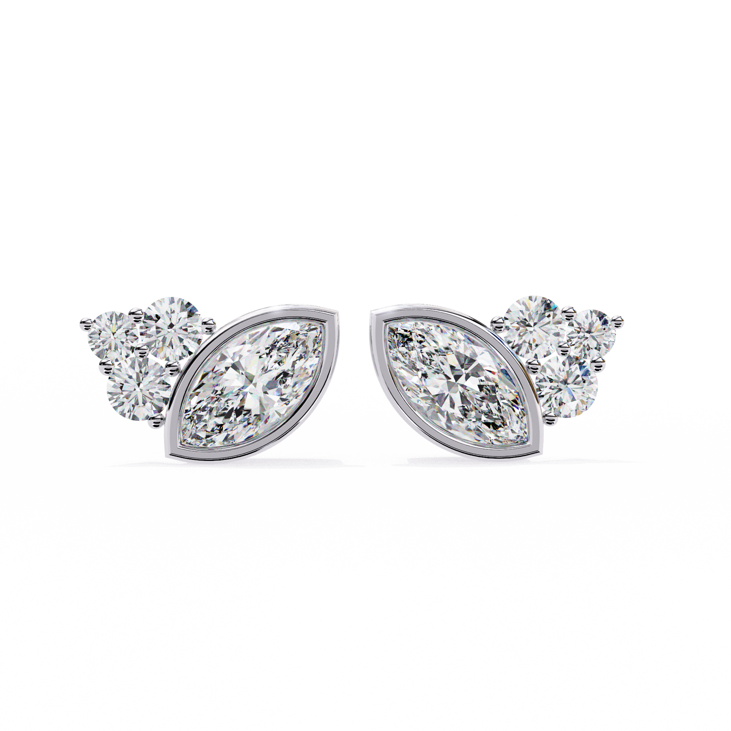 Marquise Winged Studs/Marquise Stone Earrings/Gold CVD Diamond Earring/Anniversary Gift/Solitaire Diamond Stud Earring/1 Ct Diamond Earring/Prong Setting/igi Certified/Stud Earring/Ethical Diamond/Silver Earring/Gold Earring/CVD Diamond Earring/EF Color Diamond/VS Clarity Diamond/Manmade Diamond/Lab Grown Diamond/Marquise Cut Diamond/Round Side Sone Diamond
