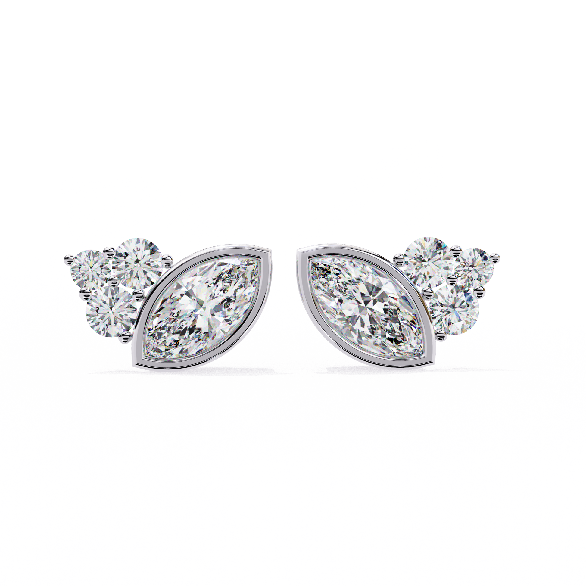 Marquise Winged Studs/Marquise Stone Earrings/Gold CVD Diamond Earring/Anniversary Gift/Solitaire Diamond Stud Earring/1 Ct Diamond Earring/Prong Setting/igi Certified/Stud Earring/Ethical Diamond/Silver Earring/Gold Earring/CVD Diamond Earring/EF Color Diamond/VS Clarity Diamond/Manmade Diamond/Lab Grown Diamond/Marquise Cut Diamond/Round Side Sone Diamond