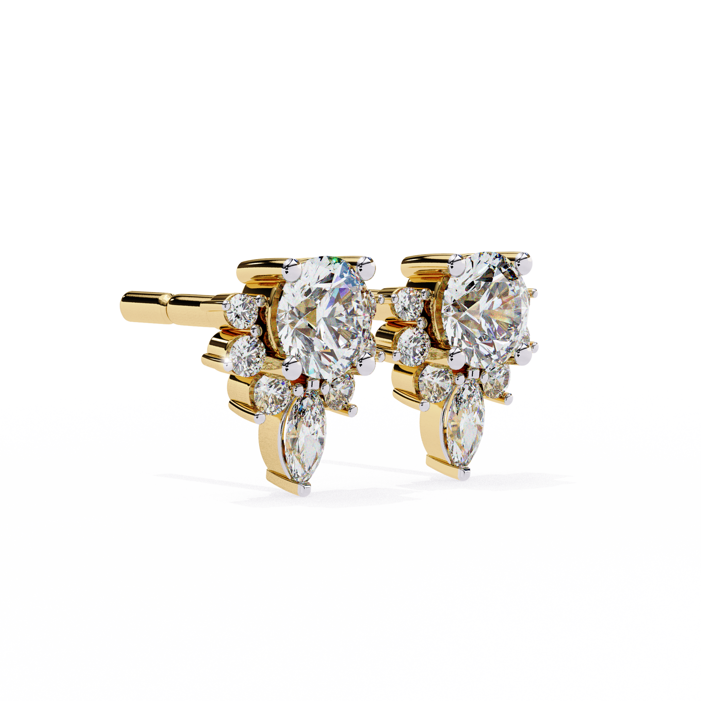 Round And Marquise Cut Lab Grown Diamond Earring/Round Stone Earrings/Gold CVD Diamond Earring/Anniversary Gift/Solitaire Diamond Stud Earring/1 Ct Diamond Earring/Prong Setting/Halo Set/igi Certified/Stud Earring/Ethical Diamond/Silver Earring/Gold Earring/CVD Diamond Earring/E Color Diamond/VS Clarity Diamond/Manmade Diamond/Lab Grown Diamond/Round Cut Diamond/Marquise Cut Diamond